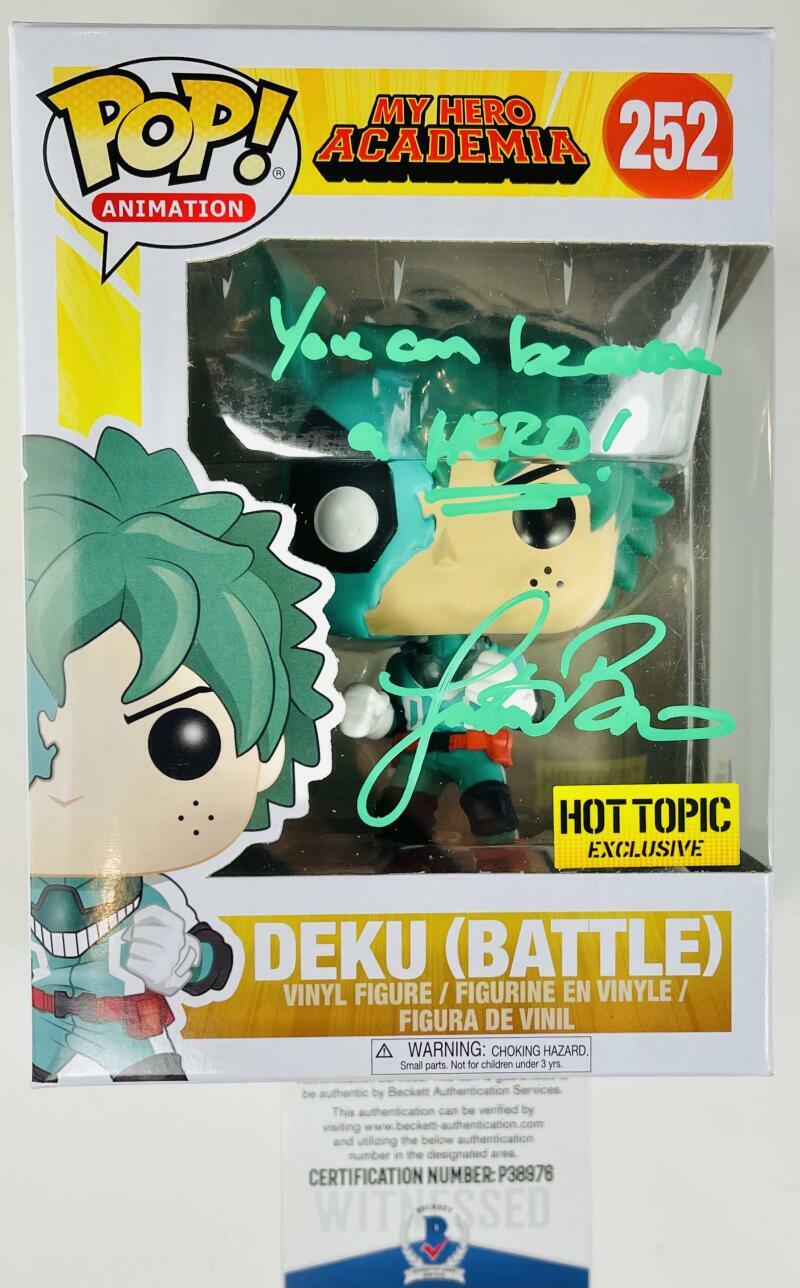 JUSTIN BRINER SIGNED DEKU BATTLE FUNKO POP VINYL 252 HOT TOPIC EXCLUSIVE BAS 976