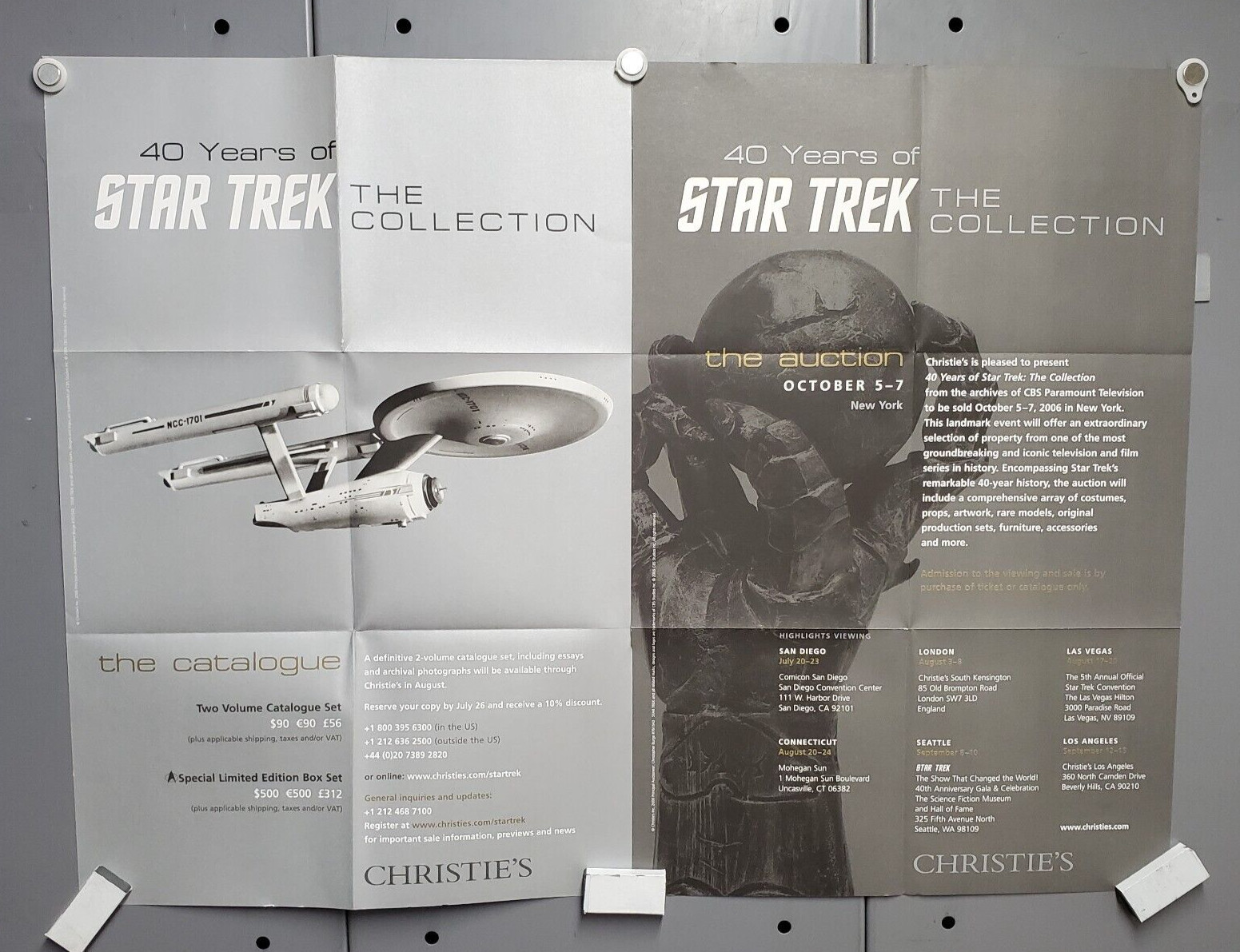 1996 Christie’s 2-SIDED Promo Poster STAR TREK COLLECTION Auction NYC CM4874