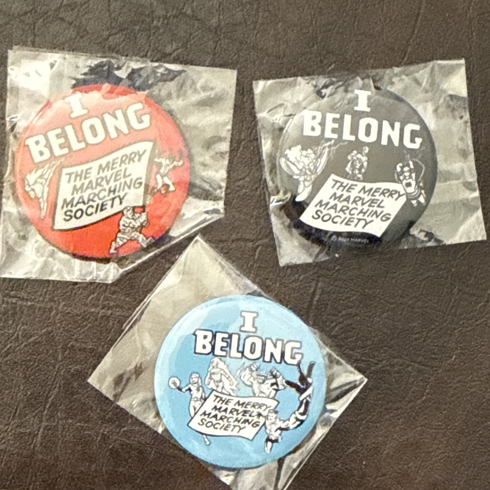 SDCC 2025 Comic Con Marvel Fantastic 4 I Belong Pin Button Set Of 3 Spider-man