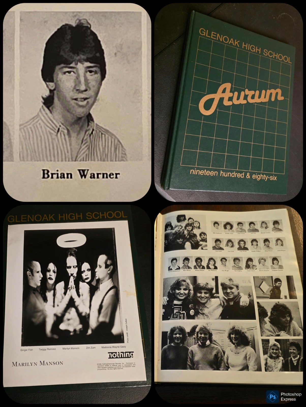 Marilyn Manson High School Yearbook with Early Press Photo