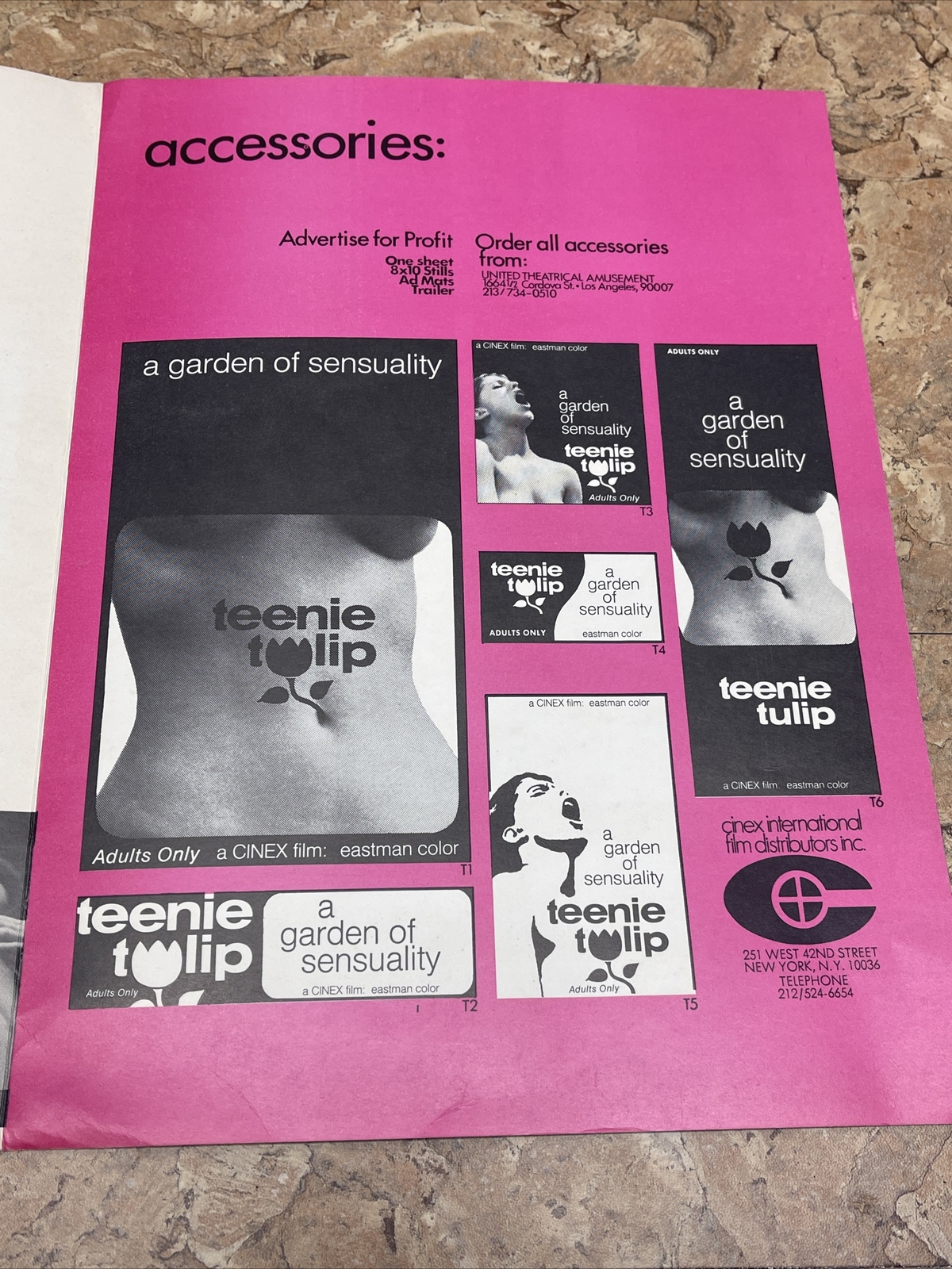 Teenie Tulip Original Movie Press Kit Poster Gerard Damiano DEEP THROAT 1974 JD