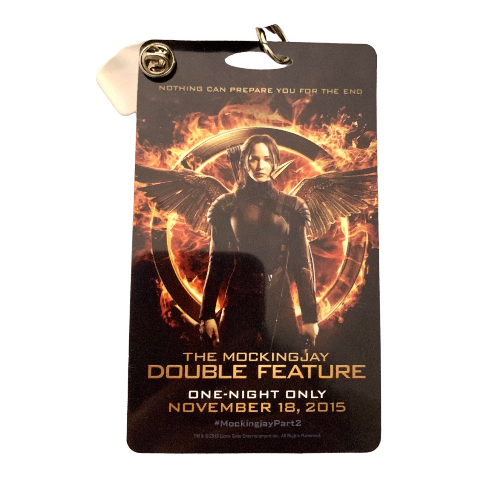 Hunger Games The Mockingjay Part 2 Double Feature Pass Lanyard 2015 3 Finger Pin