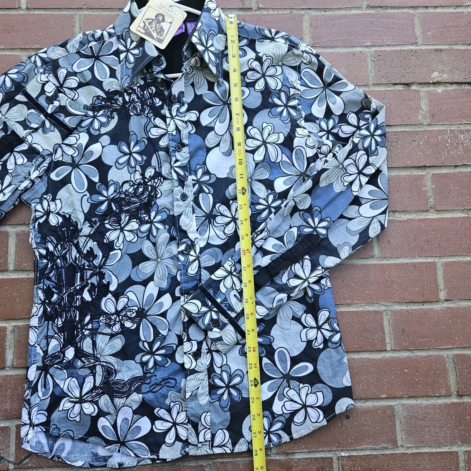 NWT Jimi Hendrix Experience Purple Label Mens Small Floral Embroidered Button Up