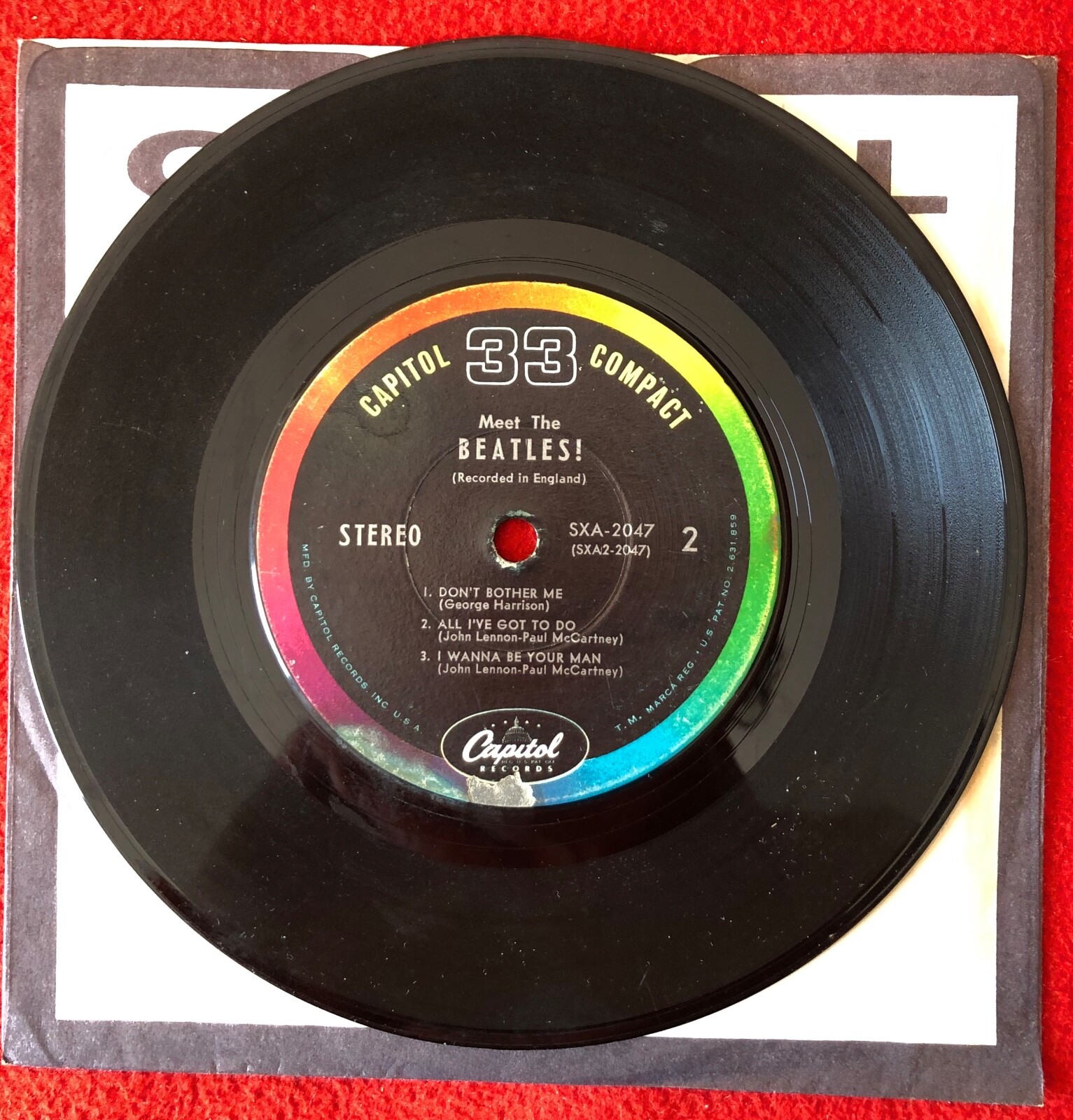 (CAPITOL COMPACT 33) ~ MEET THE BEATLES- SXA- 2047 Stereo ~ VG-