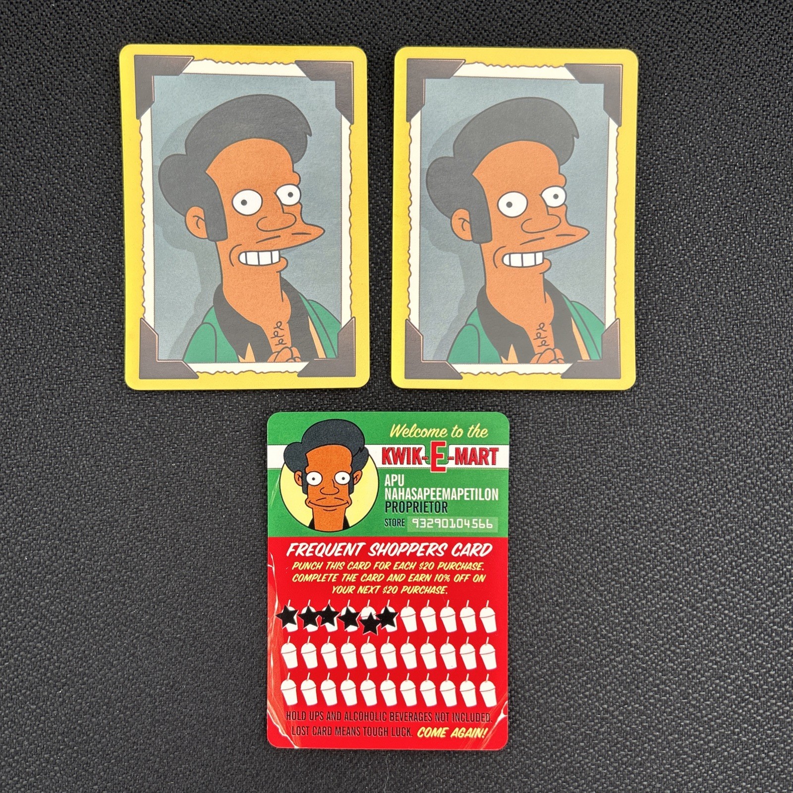 The Simpsons Group Photo Game Apu Nahasapeemapetilon Kwik-E-Mart Cards