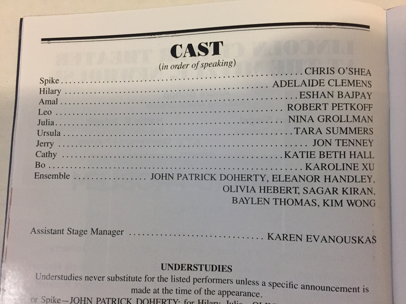 THE HARD PROBLEM PLAYBILL BOOK THEATRE NEW YORK CITY OCTOBER 2018