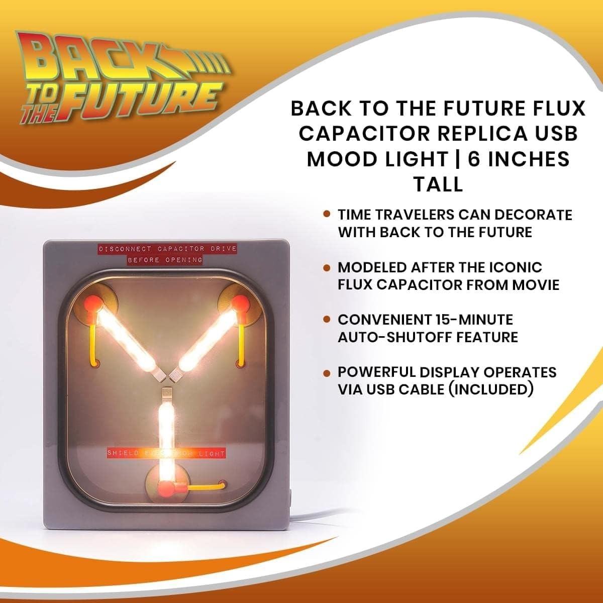 Back to the Future Flux Capacitor Replica 6-Inch USB Mood Light | Nightstand Tab