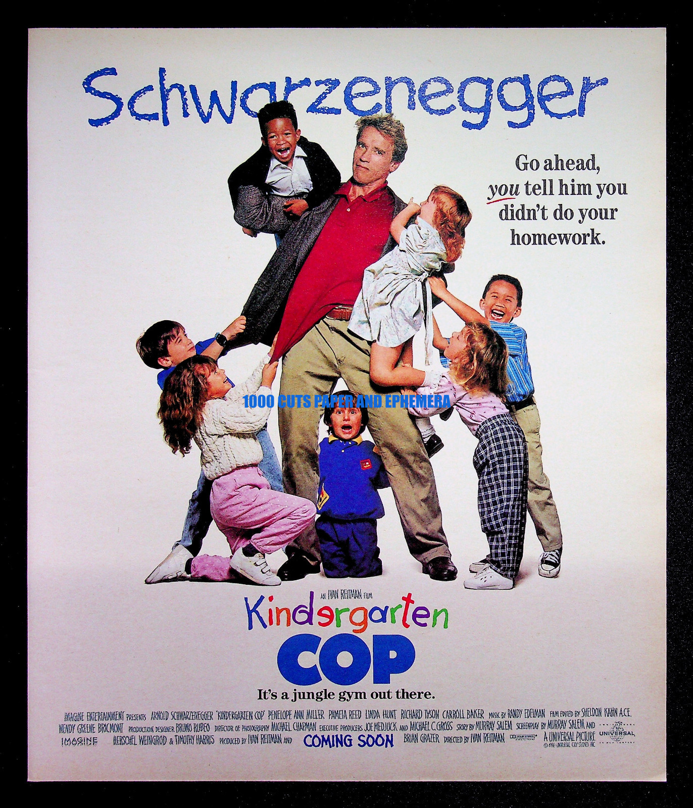 Kindergarten Cop Universal 1990 Arnold Schwarzenegger Print Magazine Ad Poster