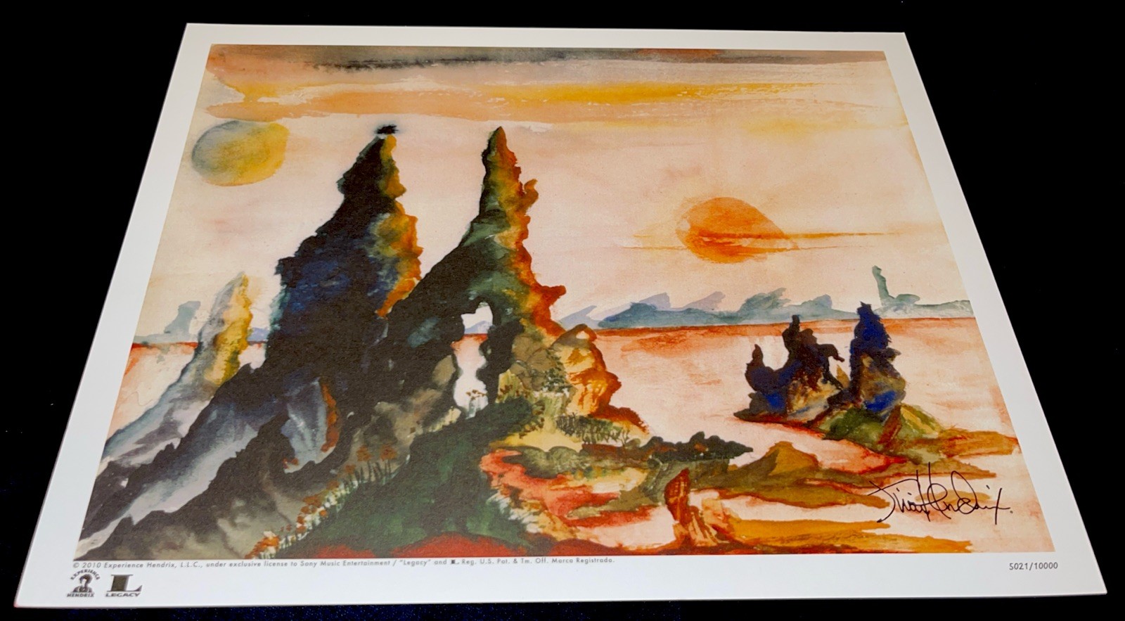 Jimi Hendrix Watercolor Painting Print Valleys Of Neptune Promo Litho Numbered