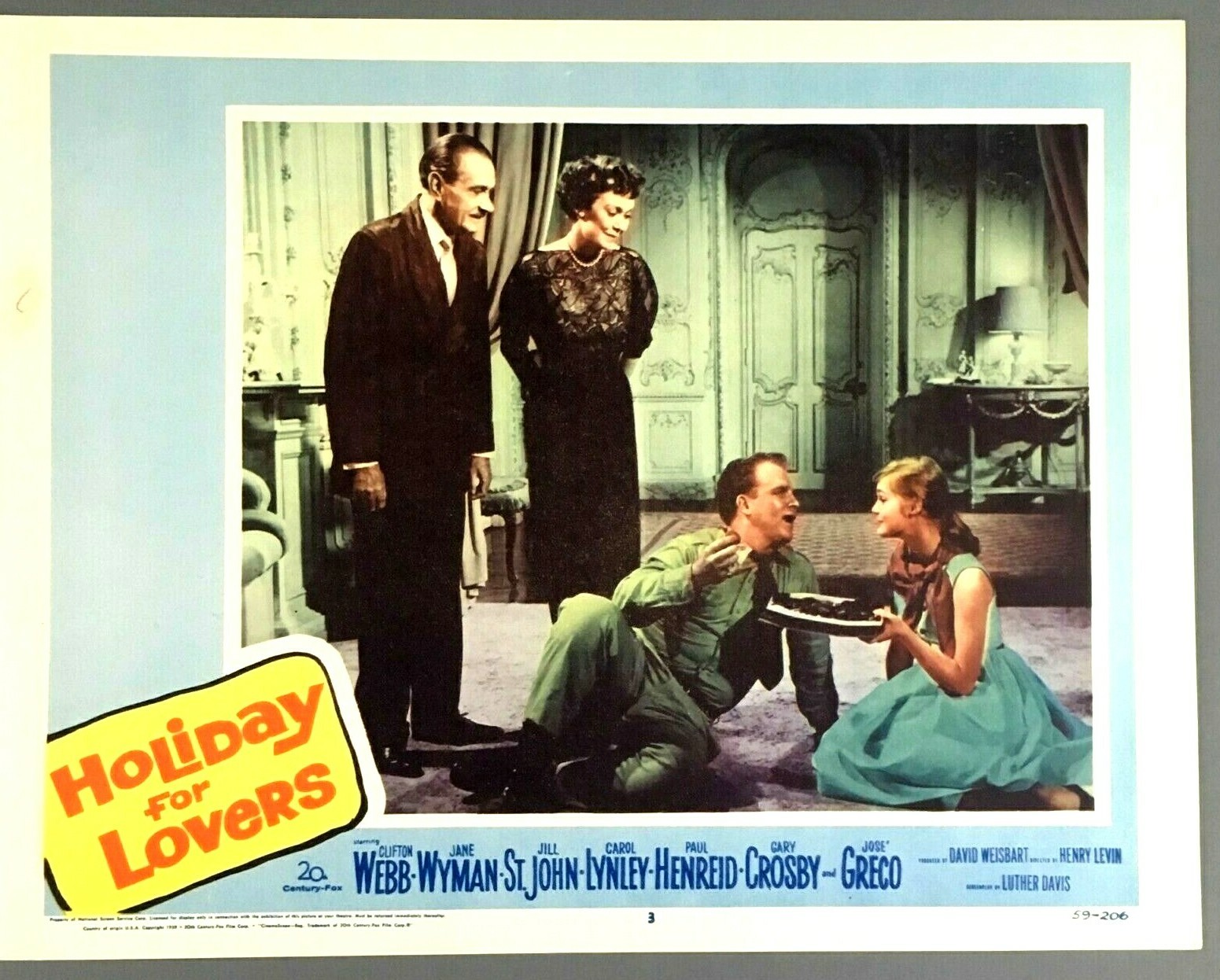 Holiday for Lovers Movie Lobby Card Clifton Webb 1959 Jane Wyman St John Vintage