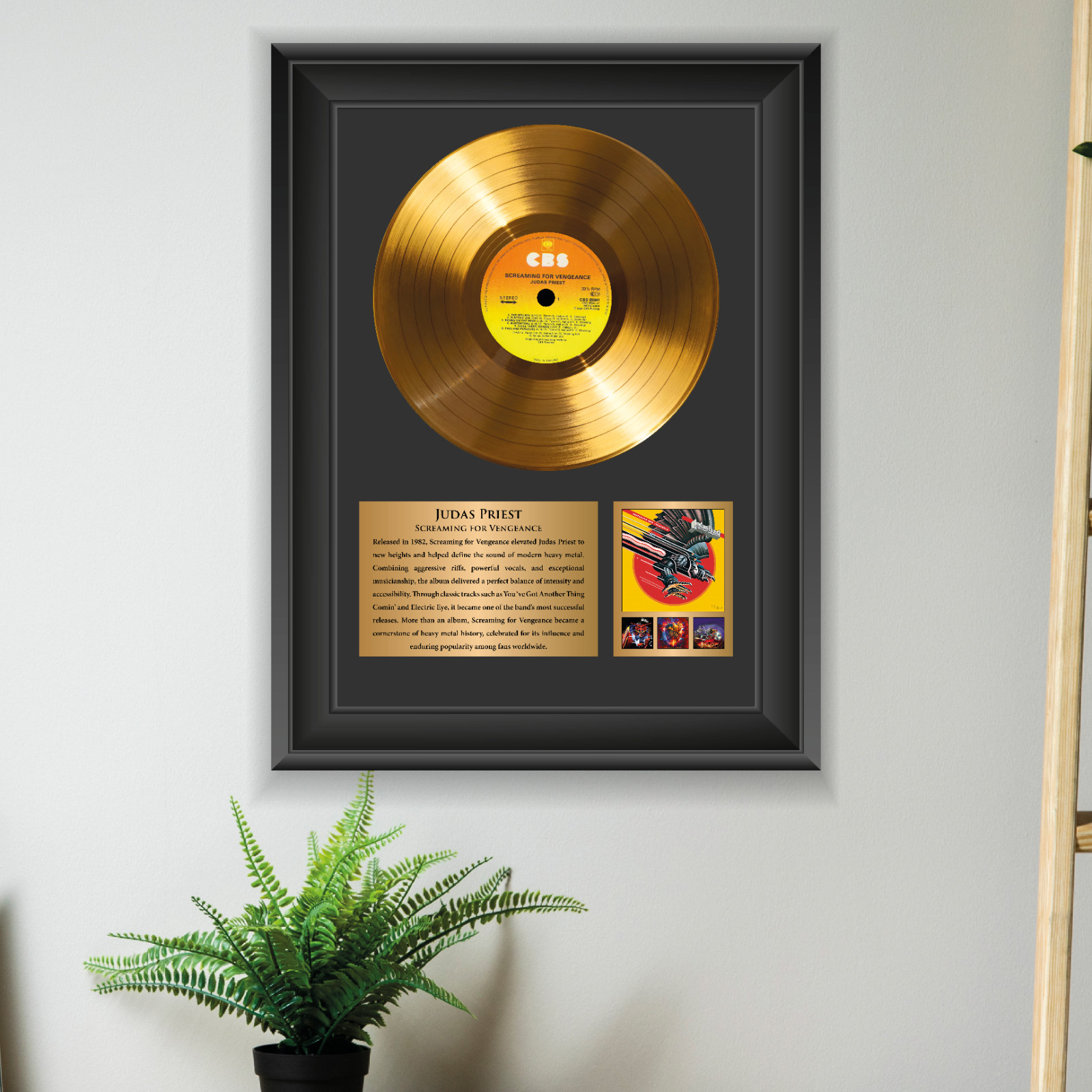 Gold Plated Judas Priest Vinyl Record Framed Display Music Memorabilia Gift