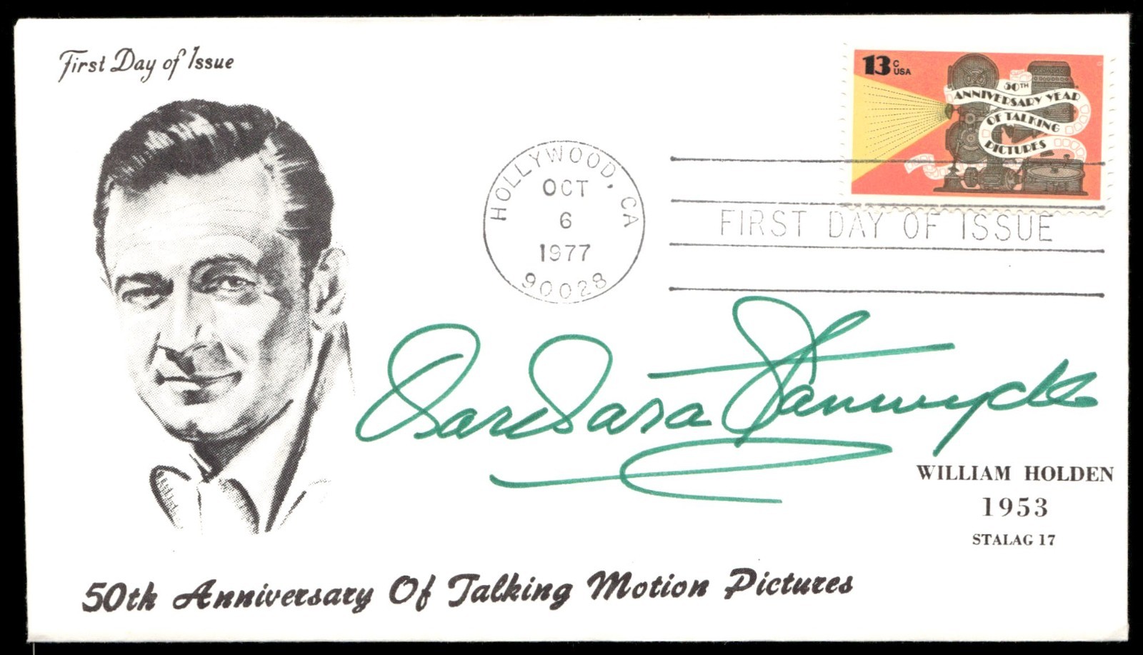 Actress Barbara Stanwyck First 1st Day Cover Signed Auto -Rare Autograph