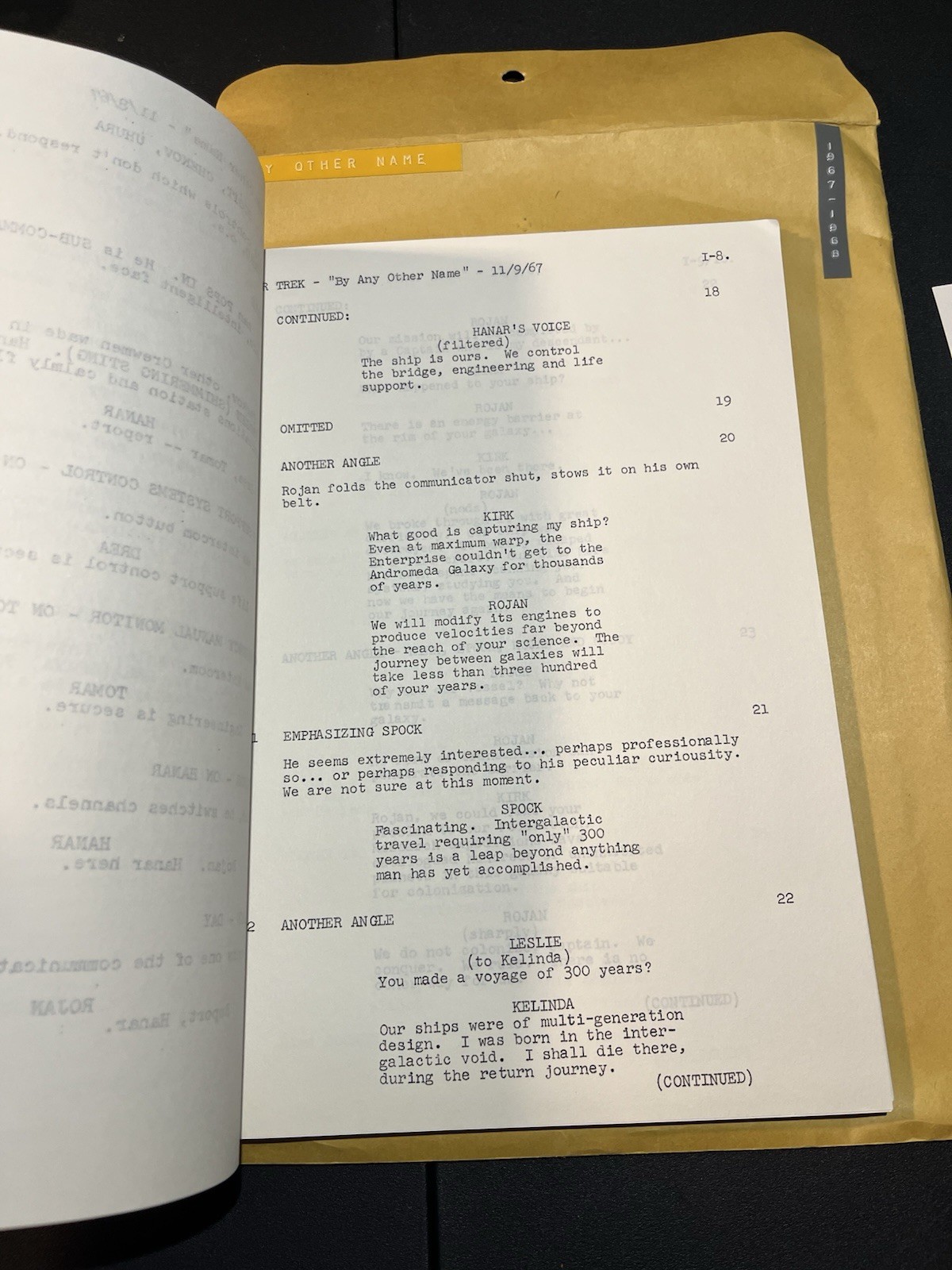 TOS Star Trek “By Any Other Name” Original Television Script 1960s