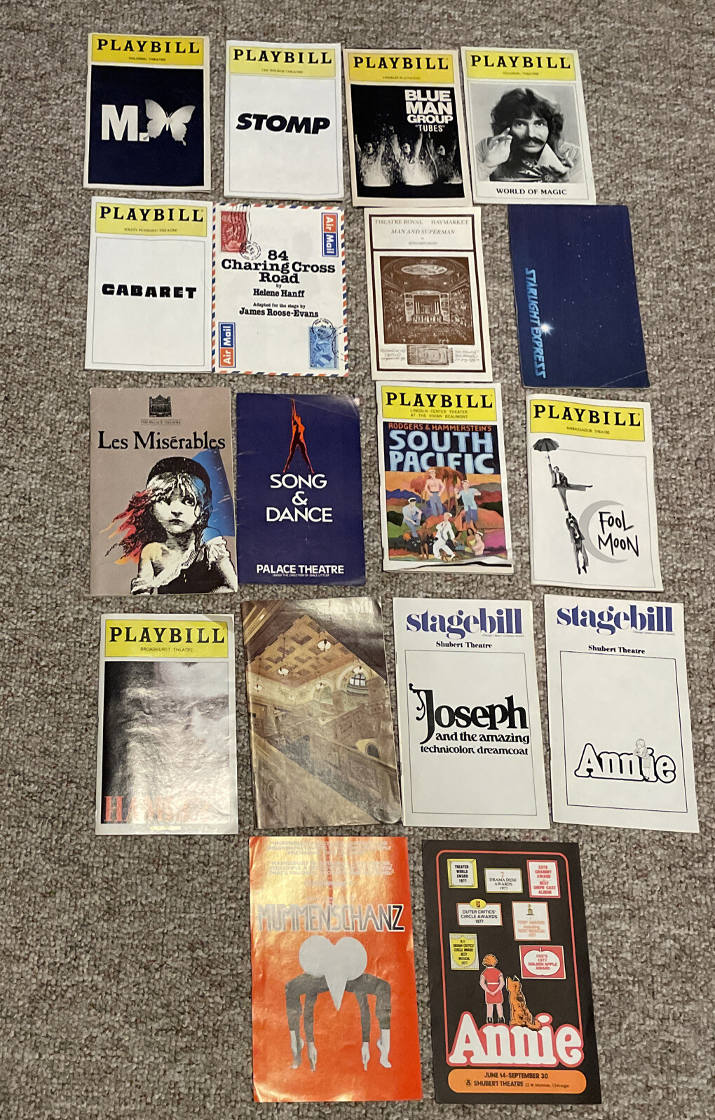 Lot of 16 Playbills/Showbill – New York – Boston – Chicago – London + Extras