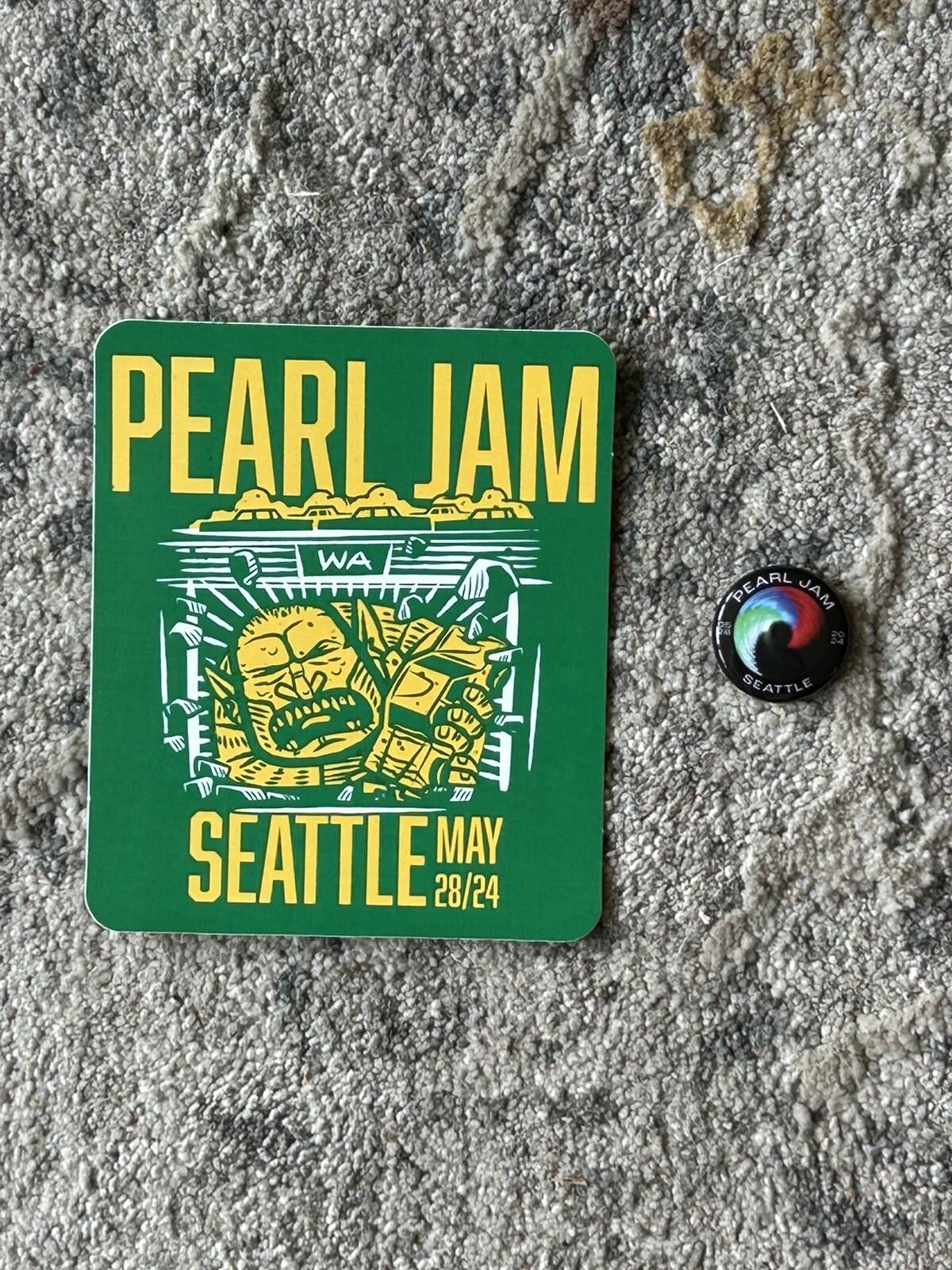 Pearl Jam Seattle 5/28/24 Climate Pledge Arena Sticker and Pin Set Dark Matter