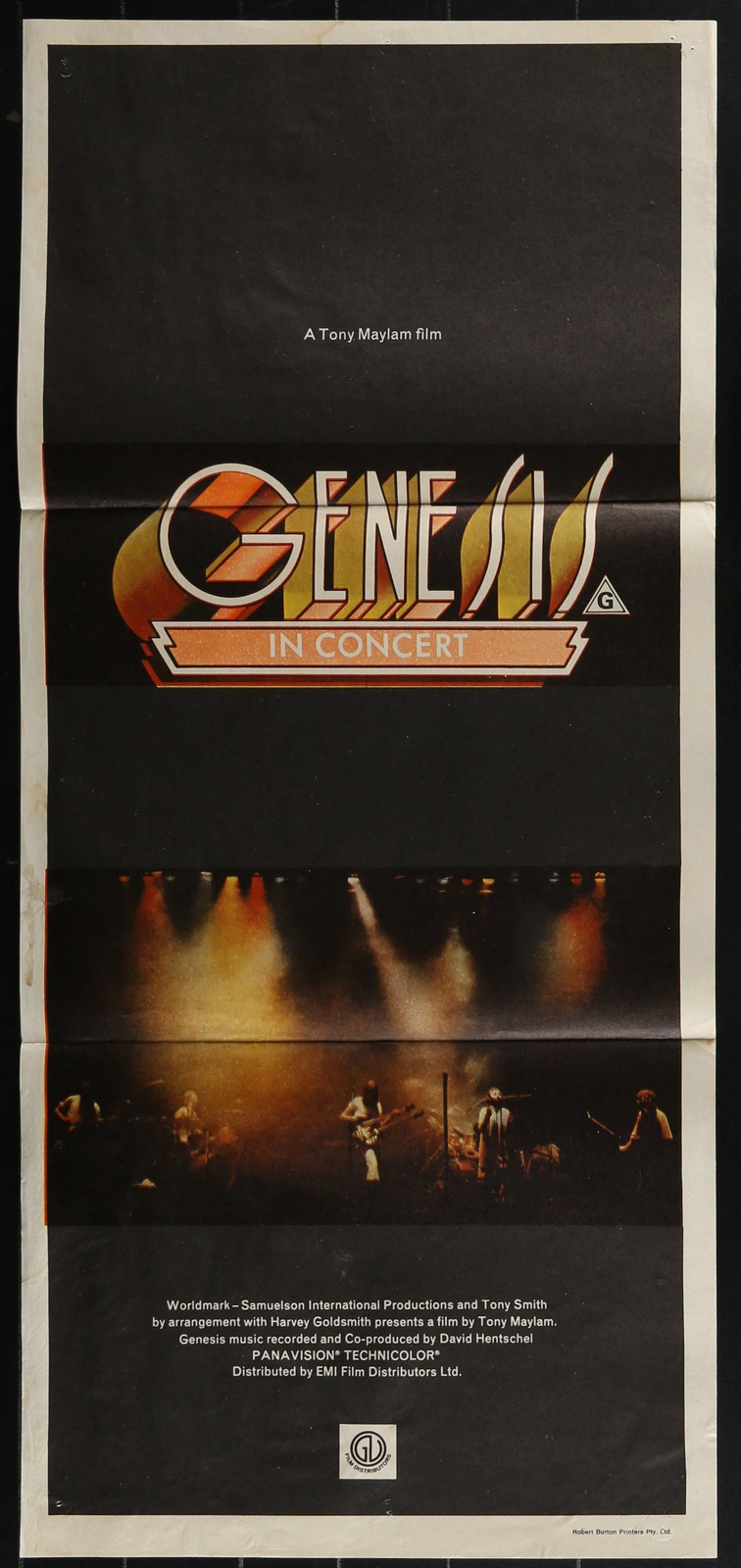 Genesis in Concert (1977) Australian Daybill Poster Folded 14×30 Phil Collins