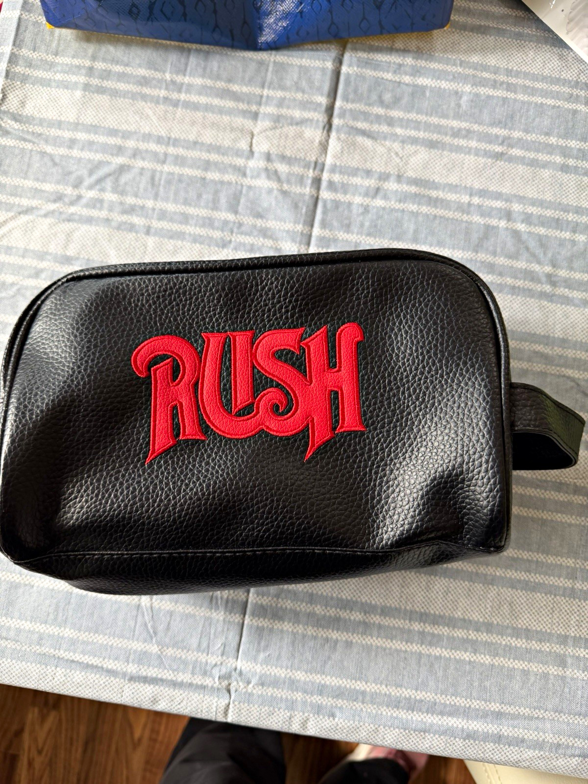 Black & Red Makeup Bag Zipper Closure Pouch with Red RUSH Logo Zip Closure
