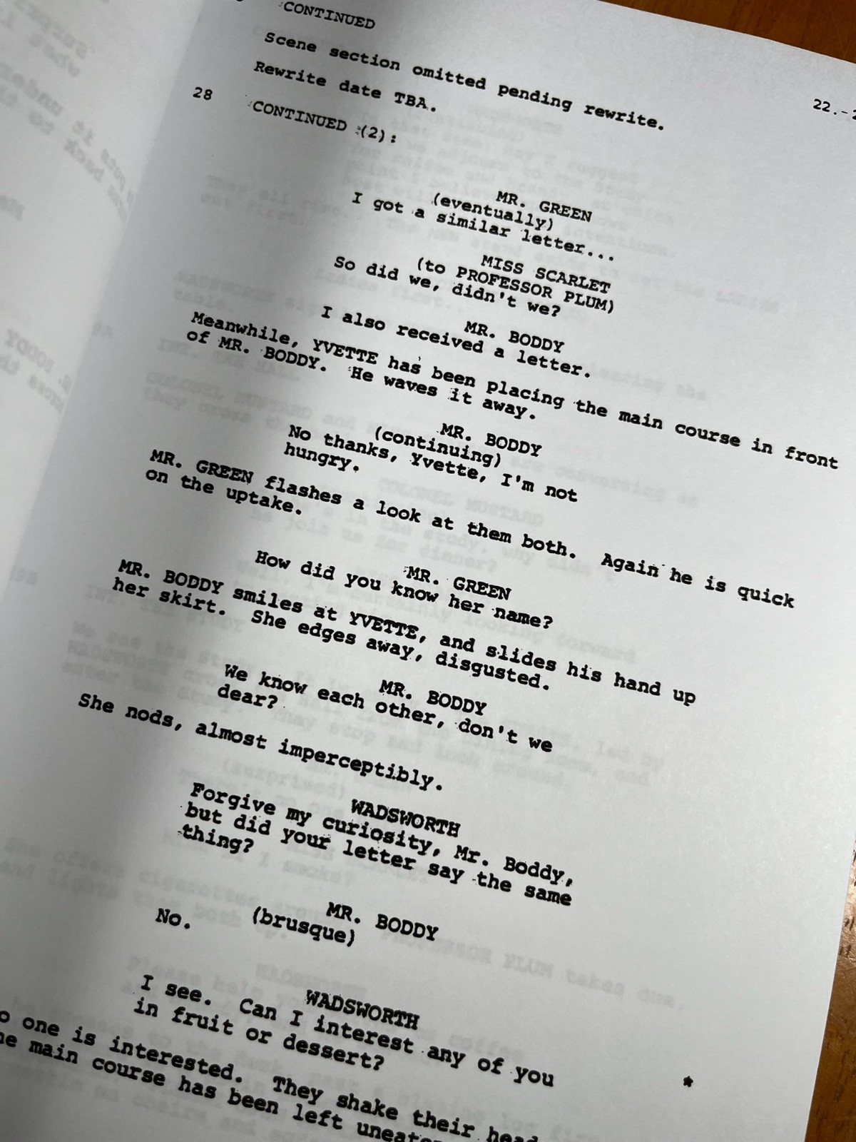 Clue: The Movie Script Signed- Autograph Reprints- Tim Curry- Clue Movie