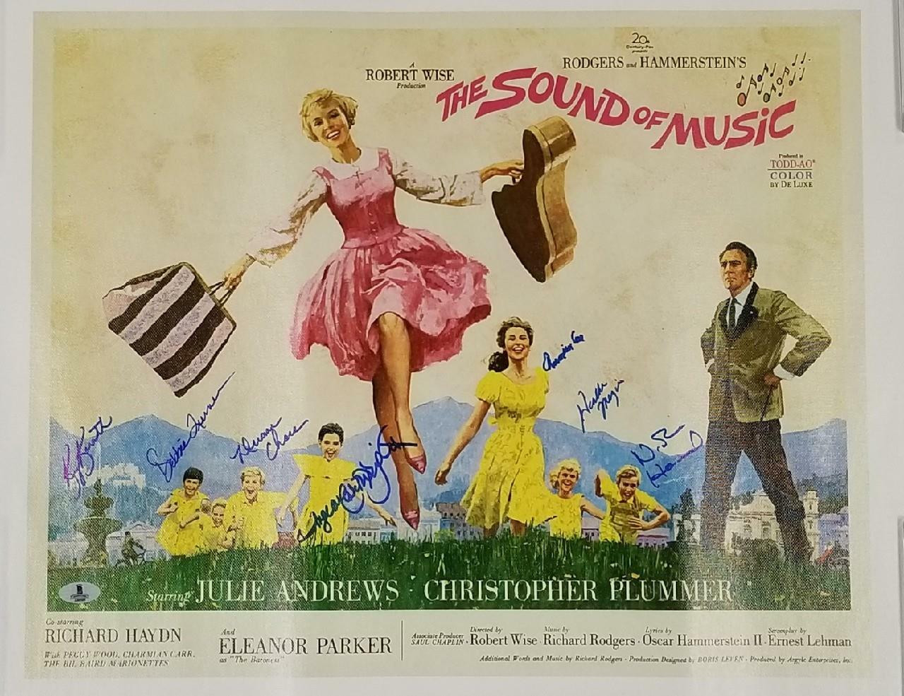 SOUND OF MUSIC Cast Signed 16×20 Canvas (7) Autographs ~ Beckett BAS COA