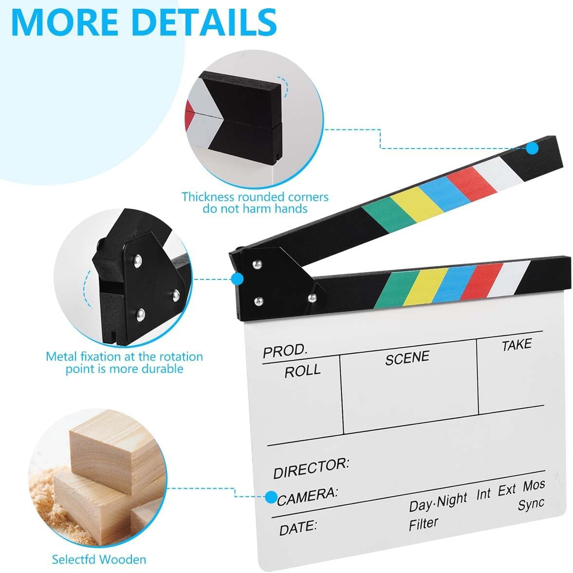 12″X11″ Movie Film Clap Board Wooden Movie Clapboard Film Clapper Board