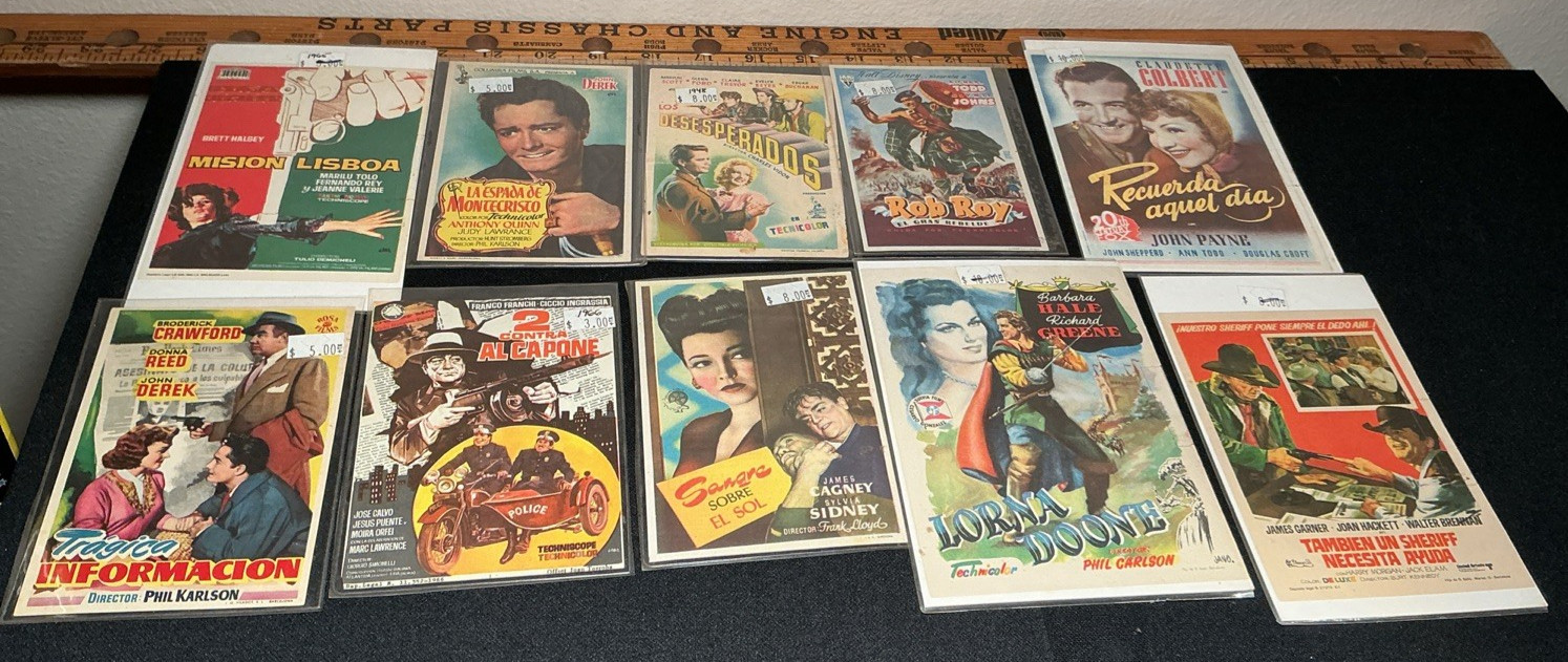 LOT OF 10 Vintage SPANISH Mini Movie Posters Rob Roy Al Capone Lorna Doone