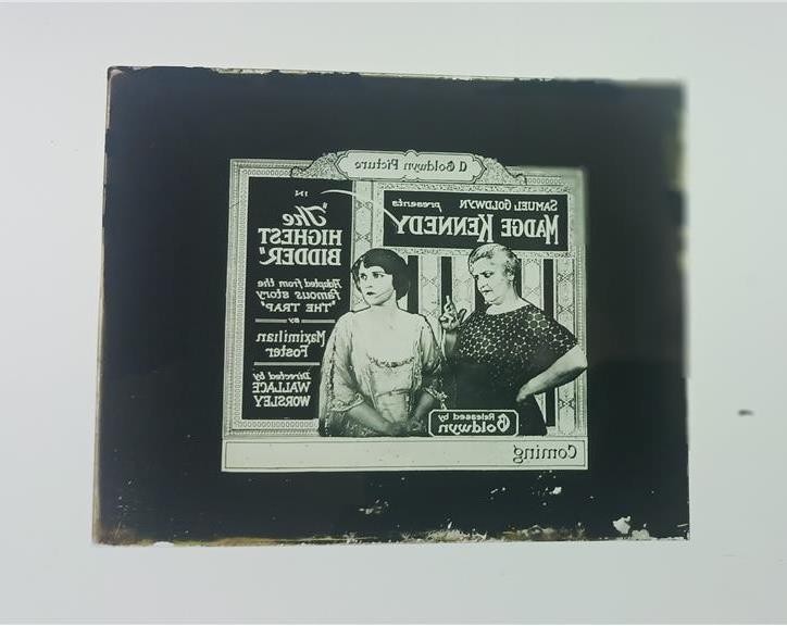 MAGIC LANTERN GLASS SLIDE 1921 SILENT MOVIE THE HIGHEST BIDDER MADGE KENNEDY