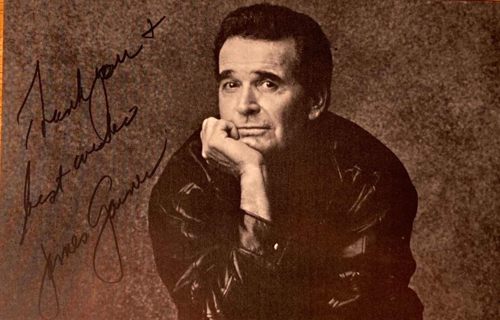 Hand SIGNED James Garner ~5.5×3.5 Photo-Postcard – Maverick, Rockford Files, etc