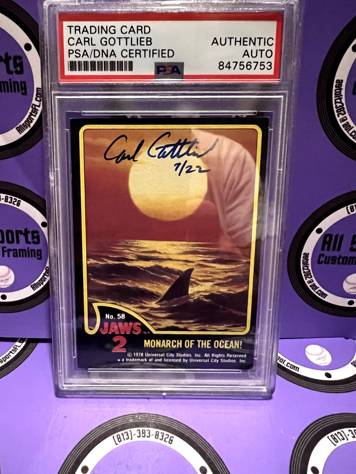 Carl Gottlieb Autographed Signed Jaws 2 Writer Actor Trading Card #58 PSA slab