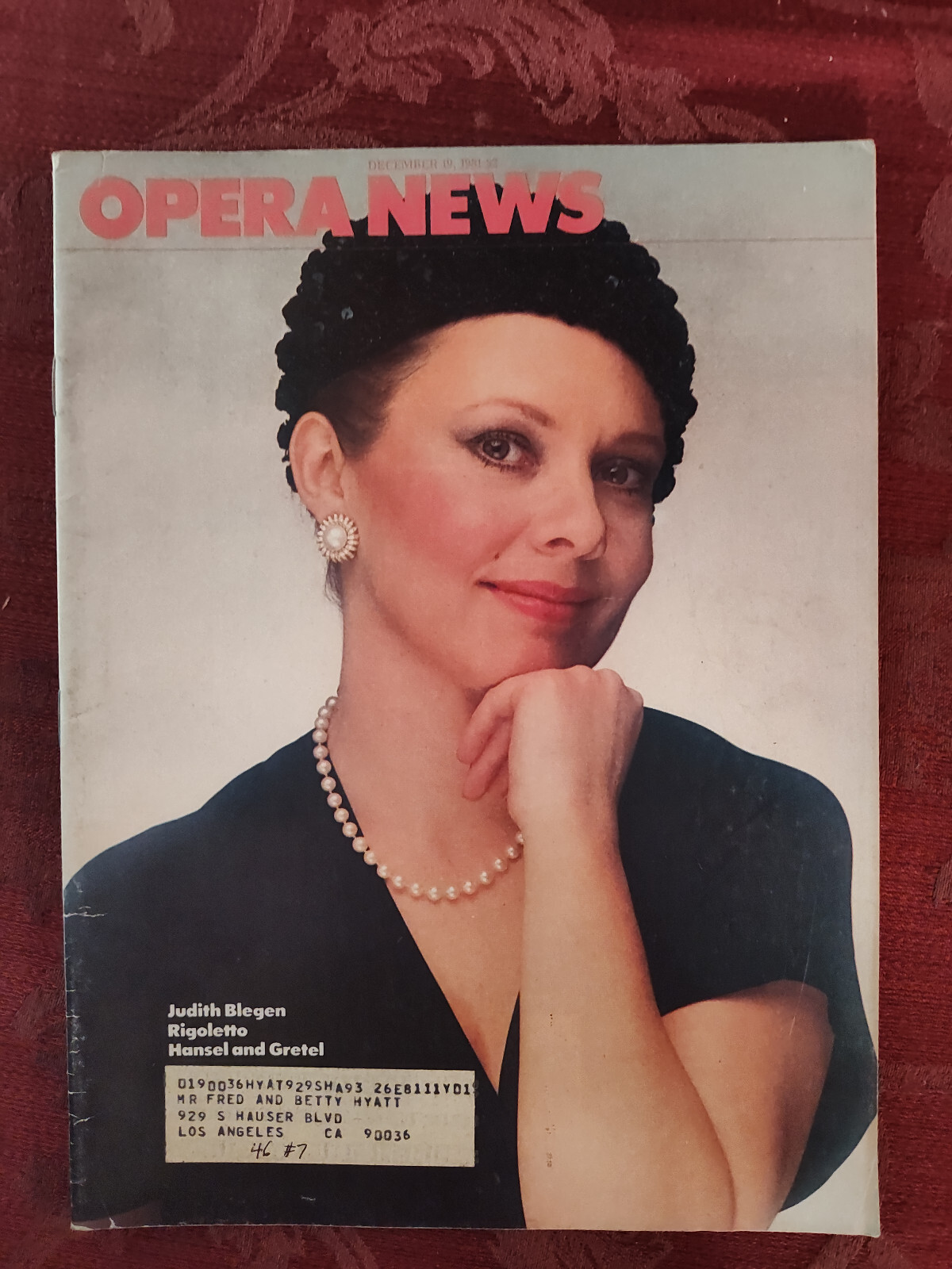 Rare METROPOLITAN OPERA NEWS December 19 1981 Judith Blegen Hansel and Gretel