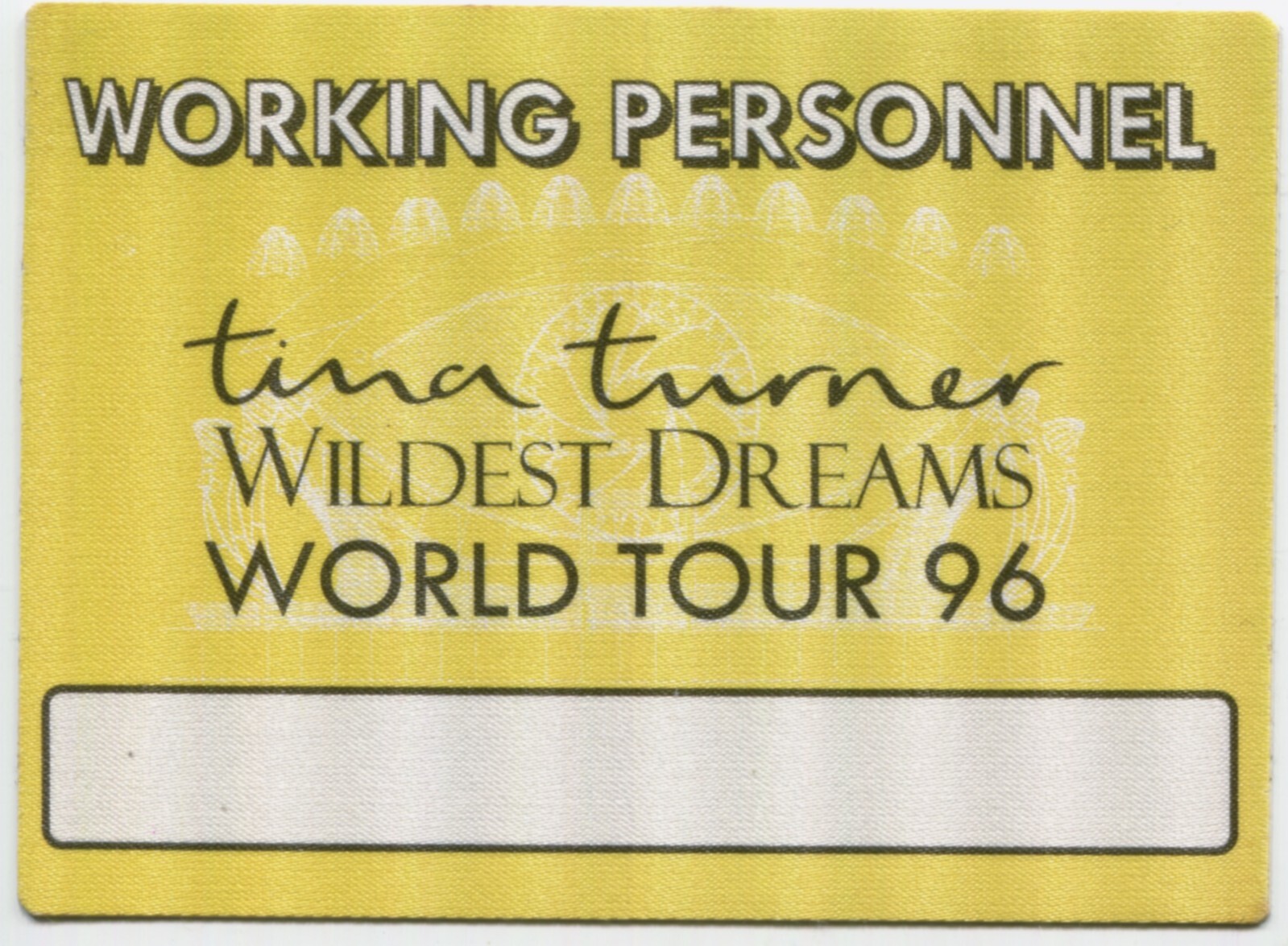 TINA TURNER – Backstage Pass Cloth – Wildest Dreams Tour 1996