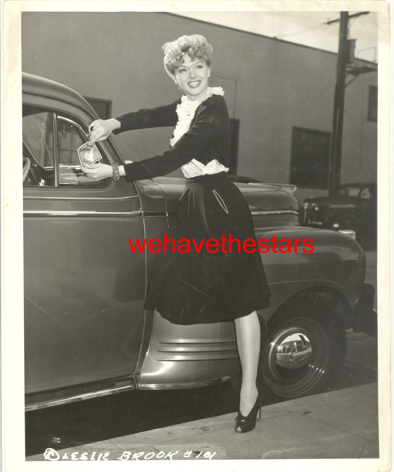 VINTAGE Leslie Brooks SEXY LEGS & 40s AUTOMOBILE Publicity Portrait by M.B. PAUL