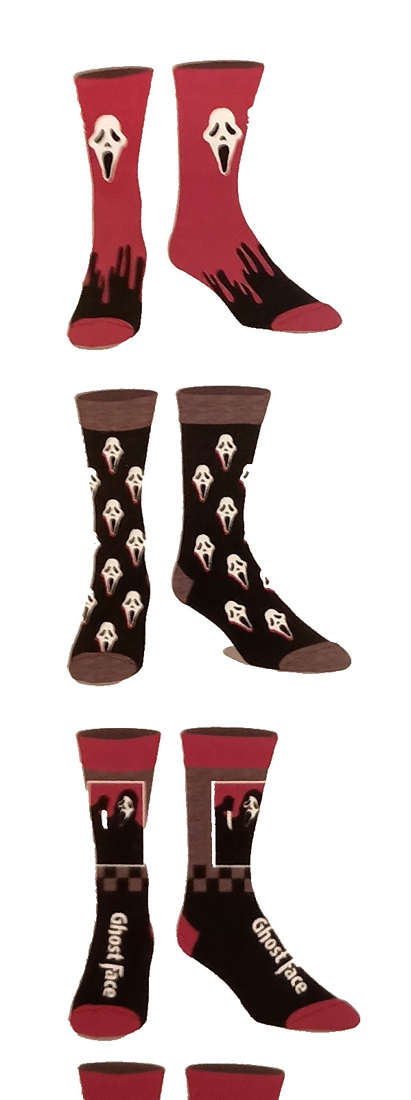 6 Pair Scream Horror Ghost Face Men’s Casual Crew Socks Sz 8-12 New NOS 2024