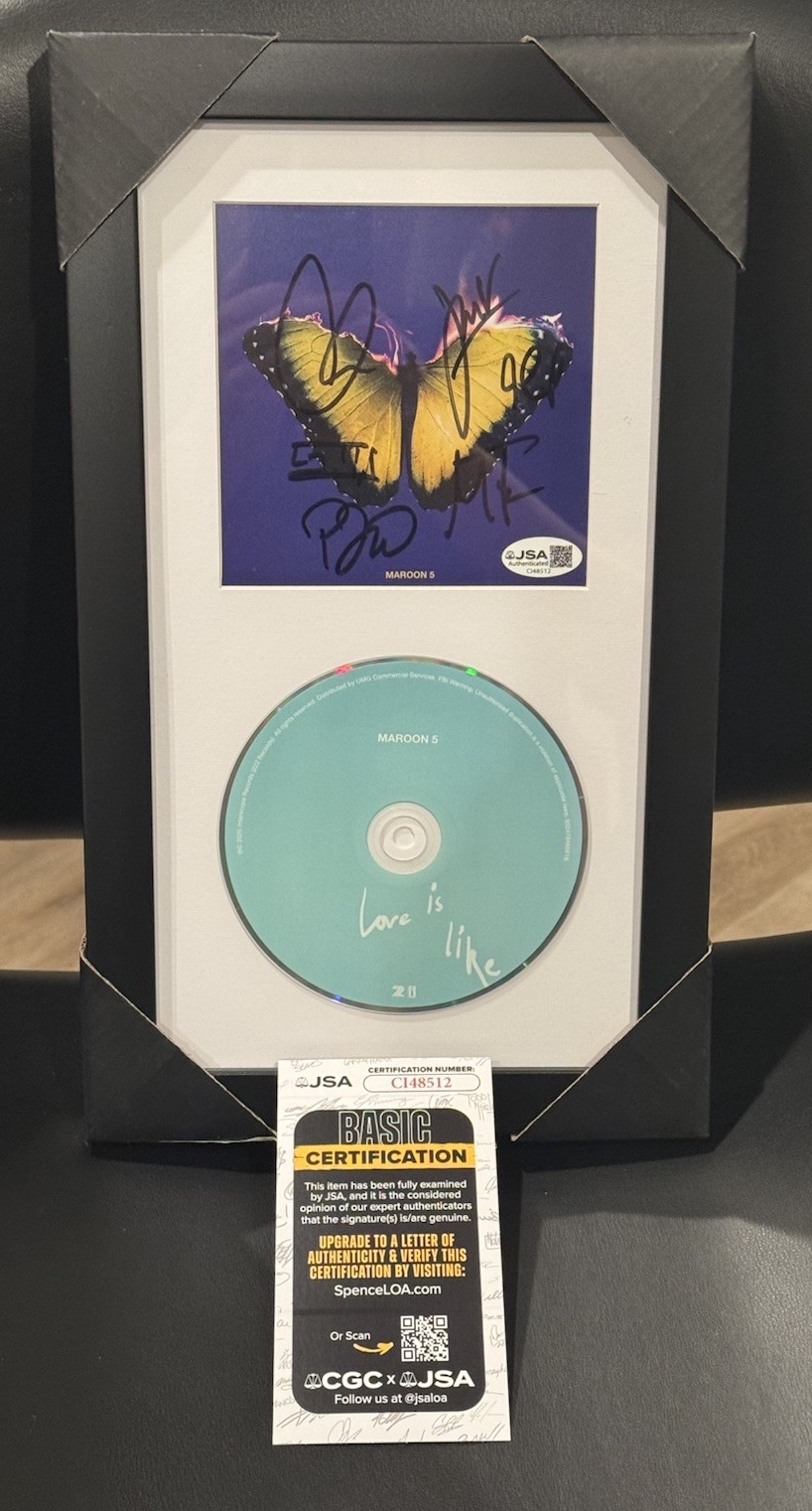 Maroon 5 framed Signed “Love Is Like” CD Insert JSA COA Auto Adam Levine