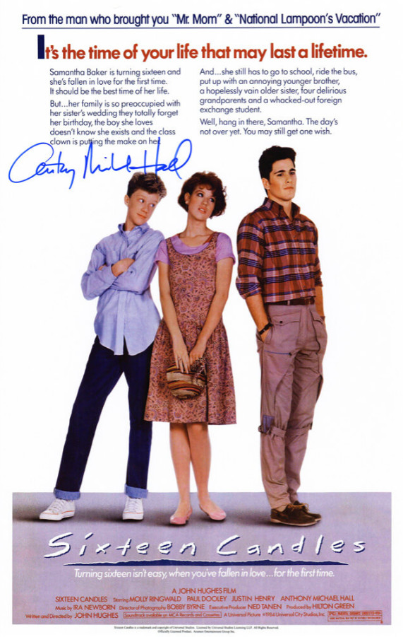 Authentic Signed Movie Poster 11×17 Sixteen Candles Anthony Michael Hall w/ COA