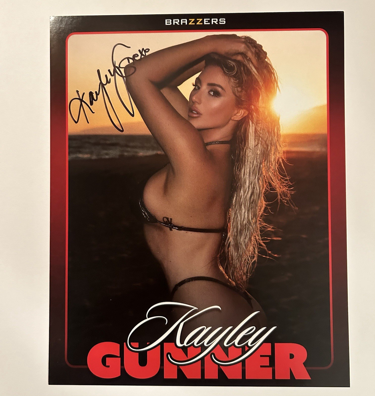 Kayley Gunner Adult Star Brazzers Signed 8×10 Photo Card AVN Proof Pic