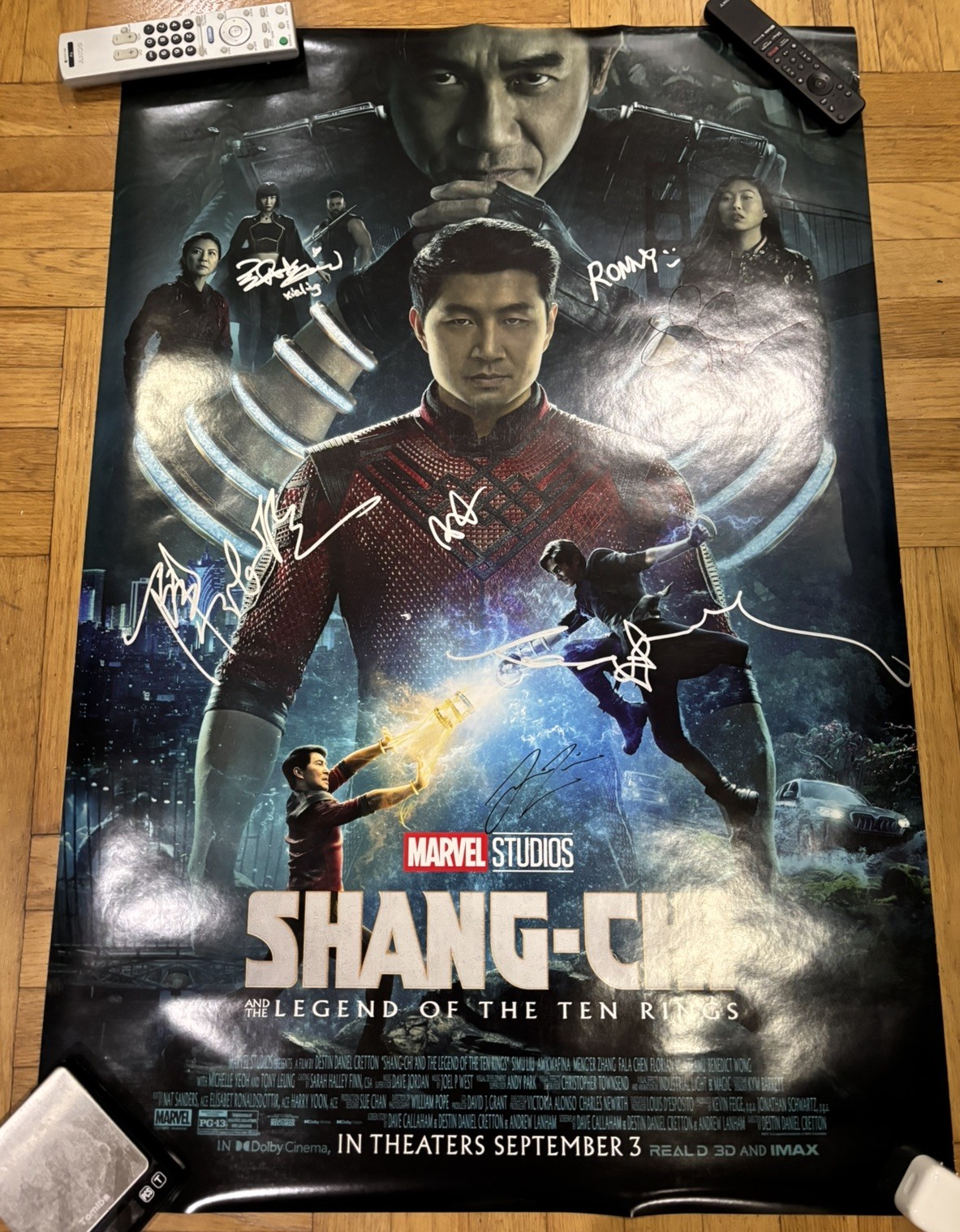 Shang-Chi 27×40 Double Sided Poster Signed By Simu Liu Tony Leung Michelle Yeoh