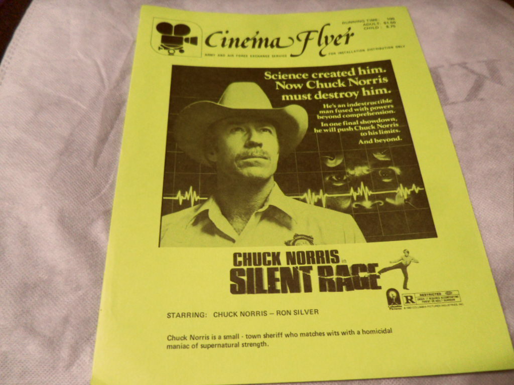 Silent Rage 1982 Military Base Movie Theater Promo Flyer Chuck Norris Green Vers