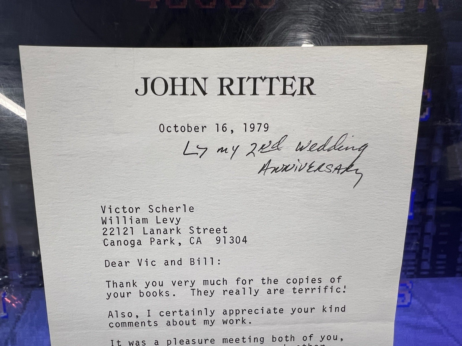 1979 John Ritter Signed Auto Autographed 5.5×8.5 Letter Letterhead Stationery