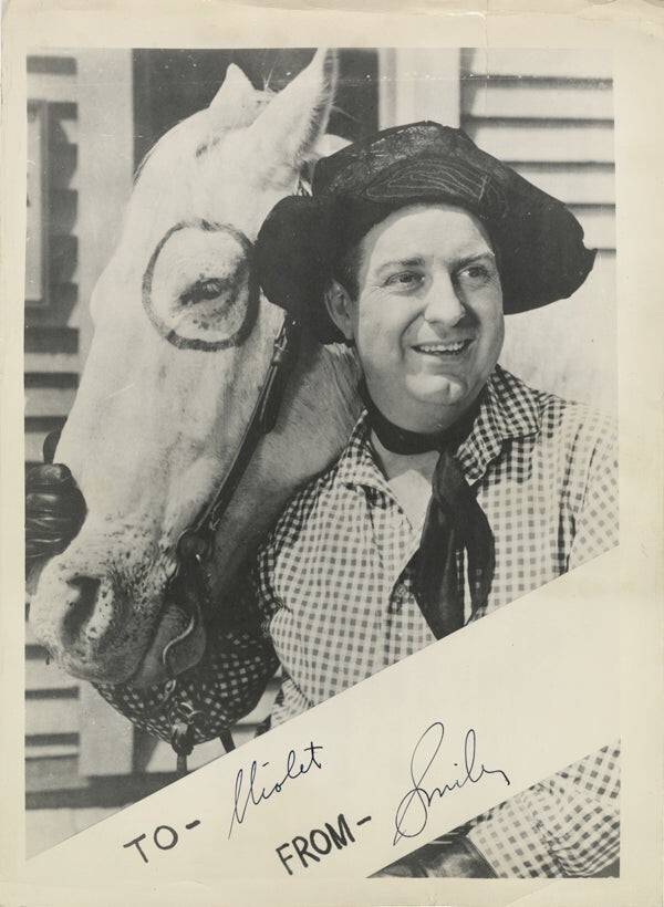 Smiley Burnette Original Autograph Signed 10×14 inch Photograph TV western star