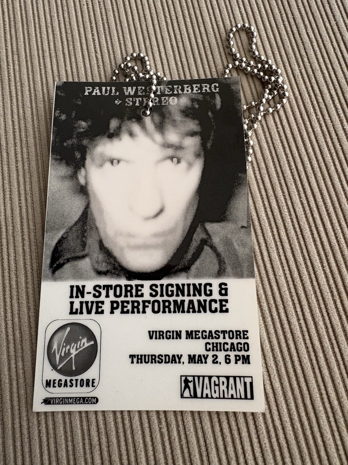 Paul Westerberg Replacements Autographed Mono Stereo CD With Event Badge Rare