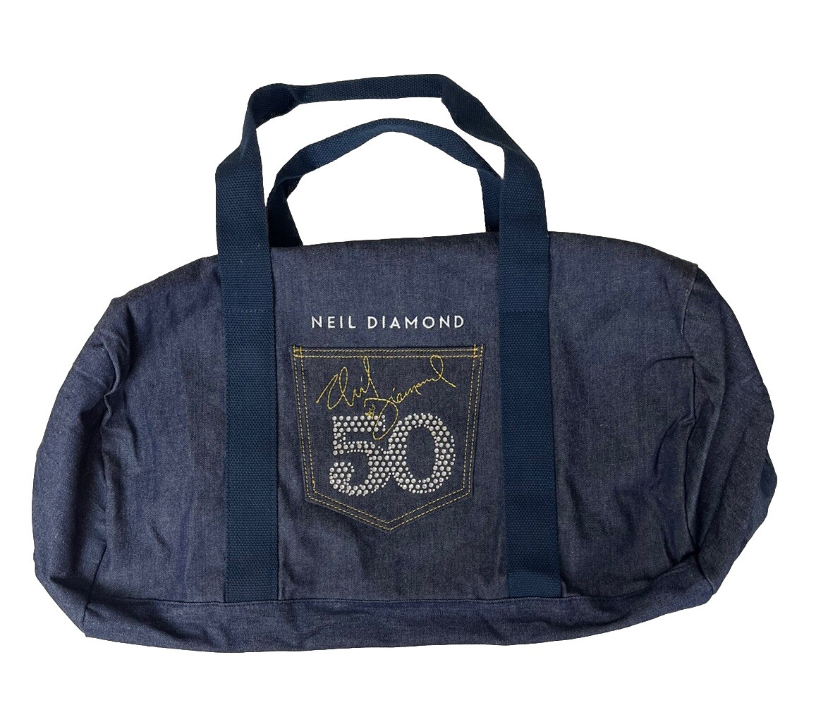 Neil Diamond 50th Anniversary Denim Jean Style Duffle Shoulder Tote Bag Blue