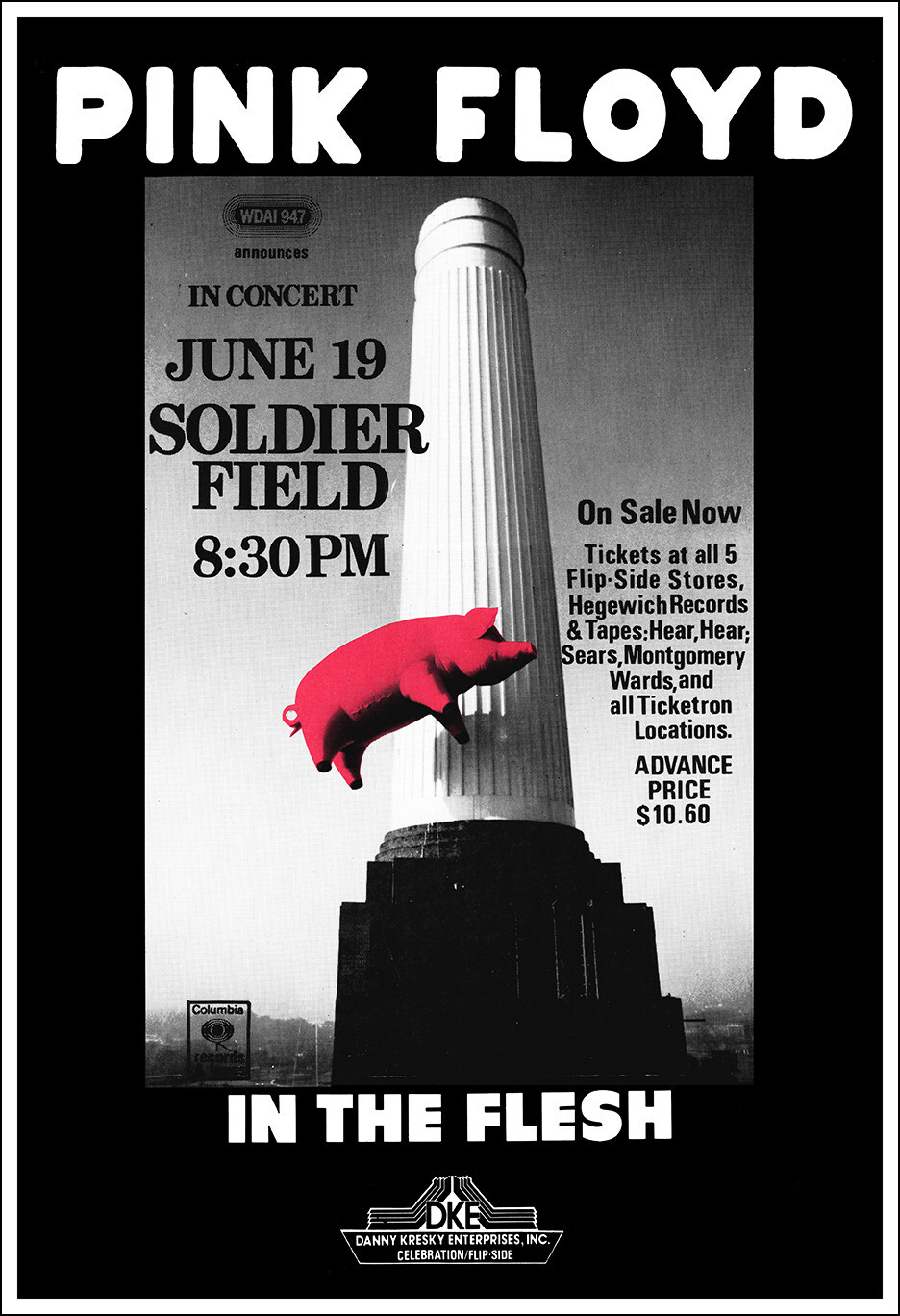 PINK FLOYD 1977 Chicago Soldier Field Concert Poster