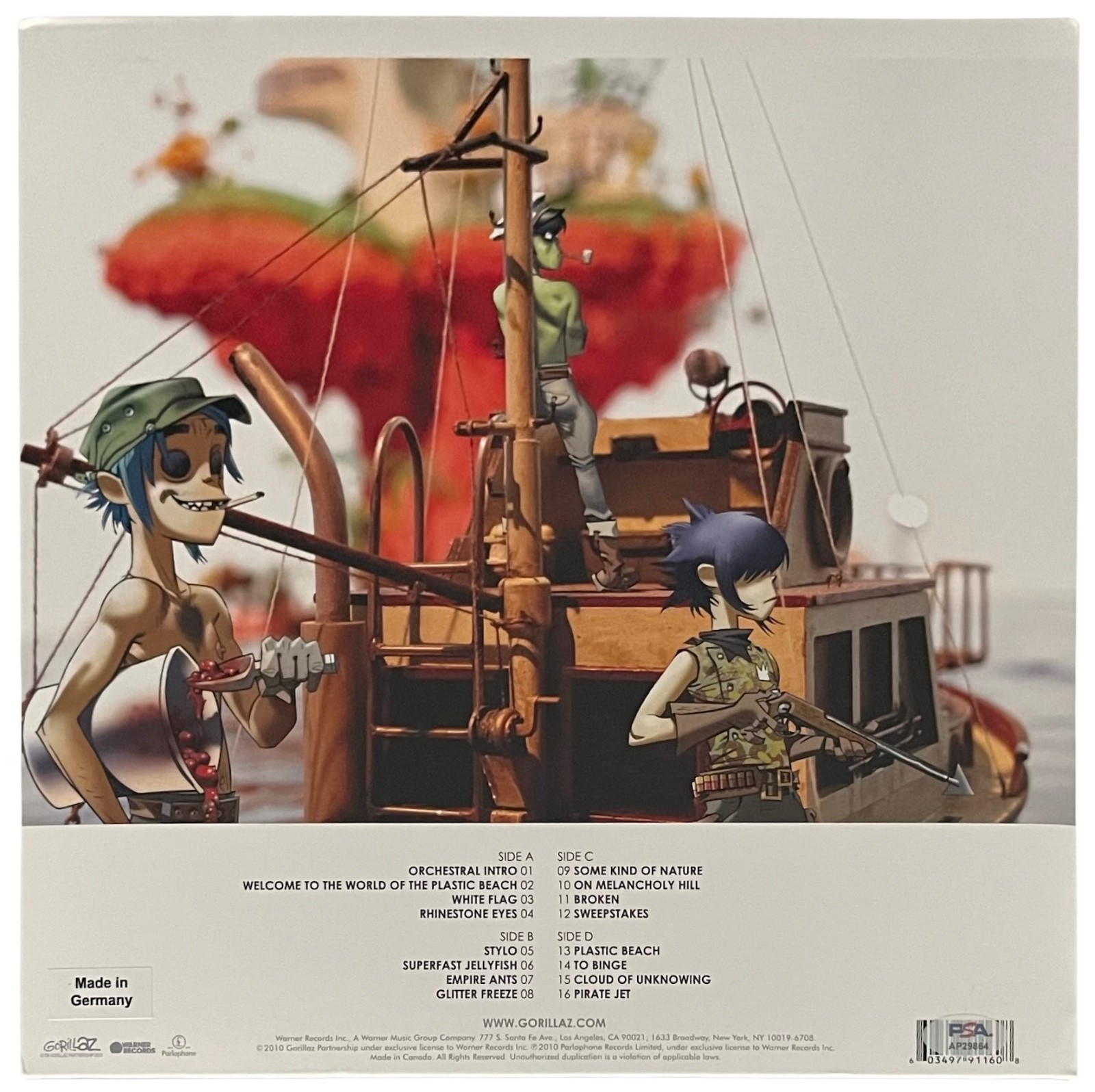 DAMON ALBARN SIGNED GORILLAZ PLASTIC BEACH VINYL RECORD PSA AP29864