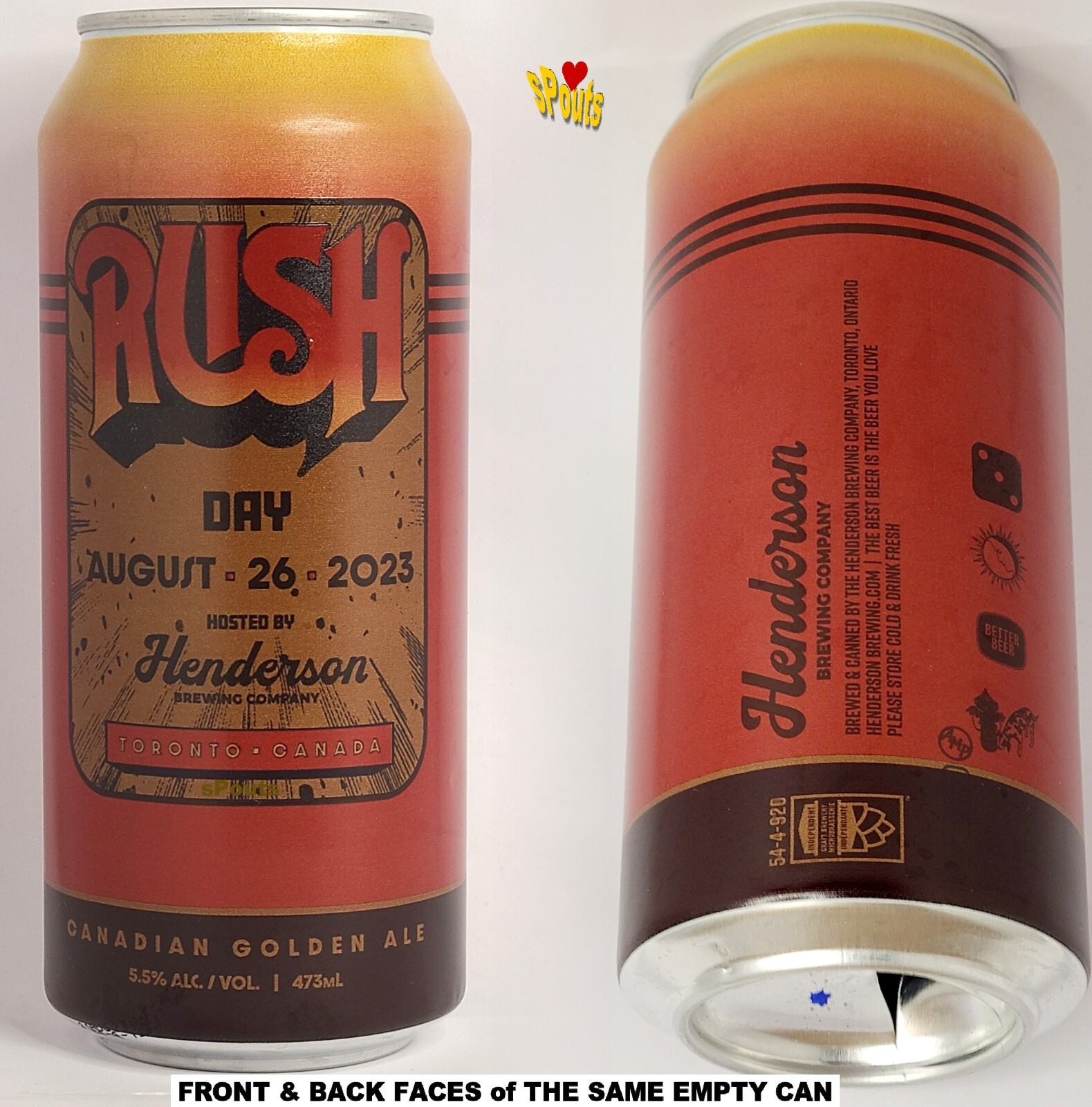 RUSH DAY! COOL BEER CAN 2023 ROCK MUSIC BAND HENDERSON TORONTO CANADA GEDDY LEE