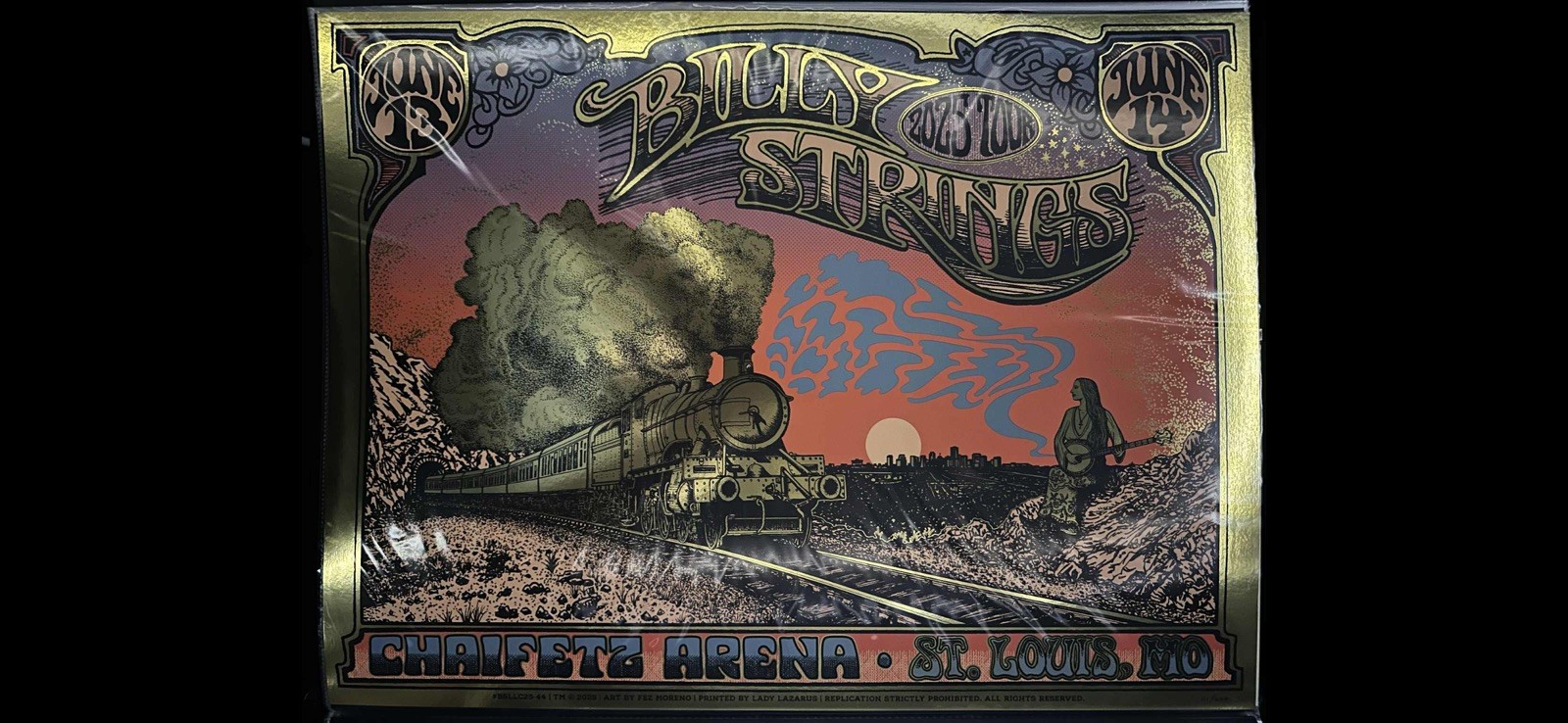 Billy Strings Gold Foil Poster Chaifetz Arena St. Louis, MO June 2025 Print