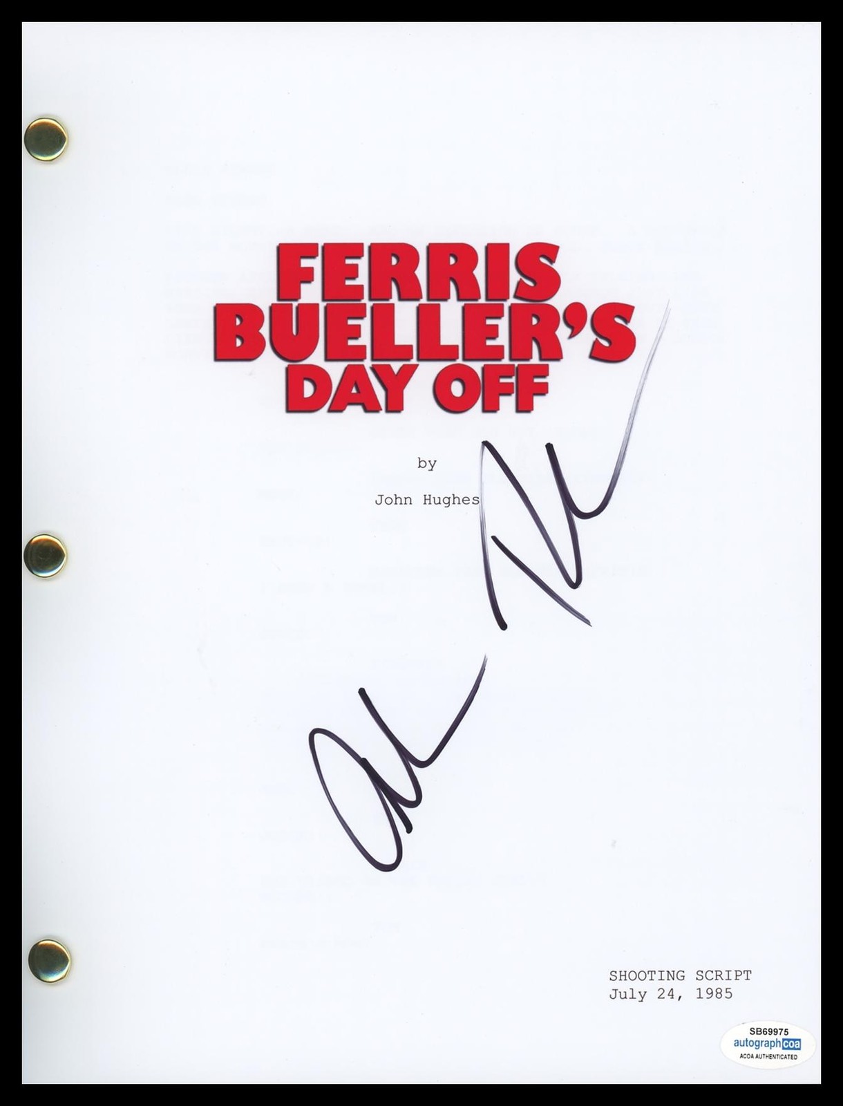 Alan Ruck “Ferris Bueller’s Day Off” AUTOGRAPH Signed Script Screenplay ACOA