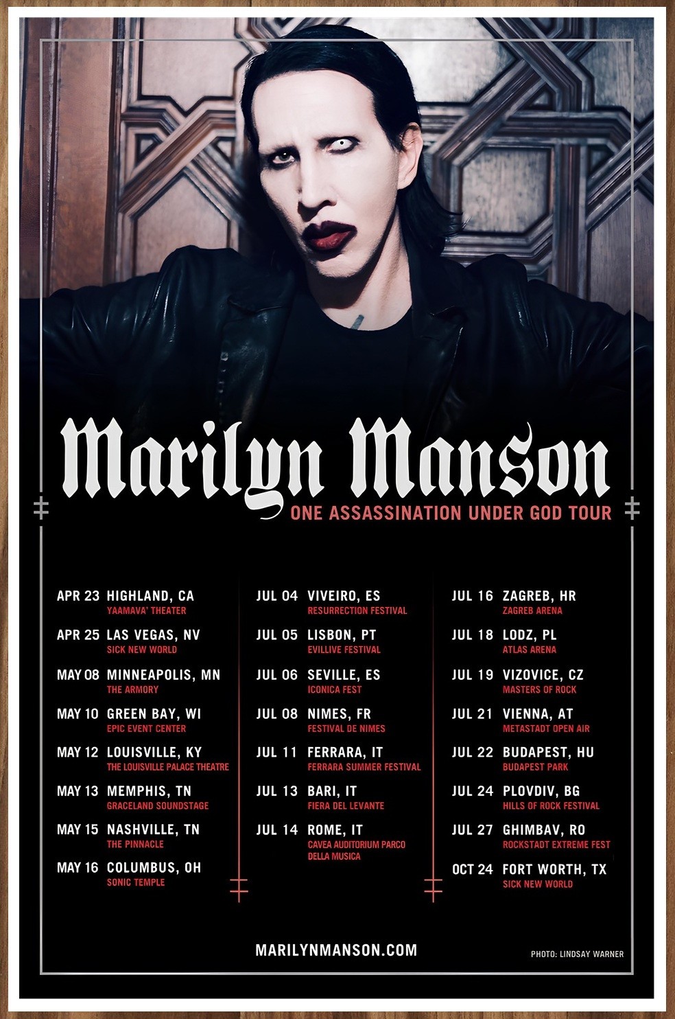 MARILYN MANSON One Assassination Under God World Tour 2026 Ltd Ed RARE Poster!