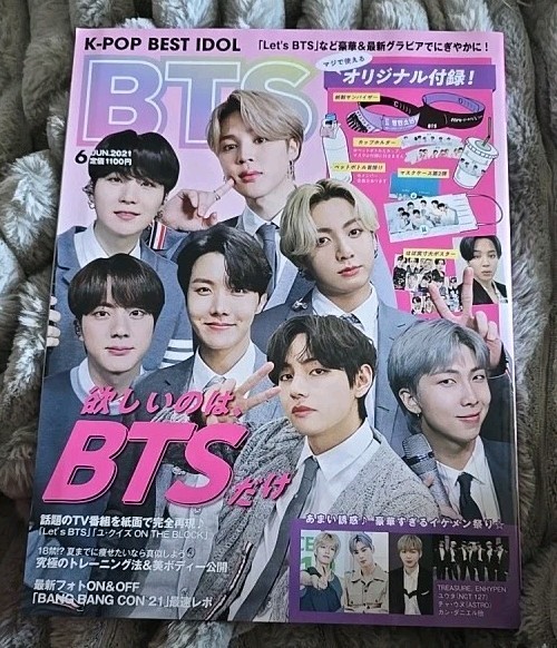 K-POP BEST IDOL June 2021 Korean Magazine with BTS Poster & Accessories NEW MINT