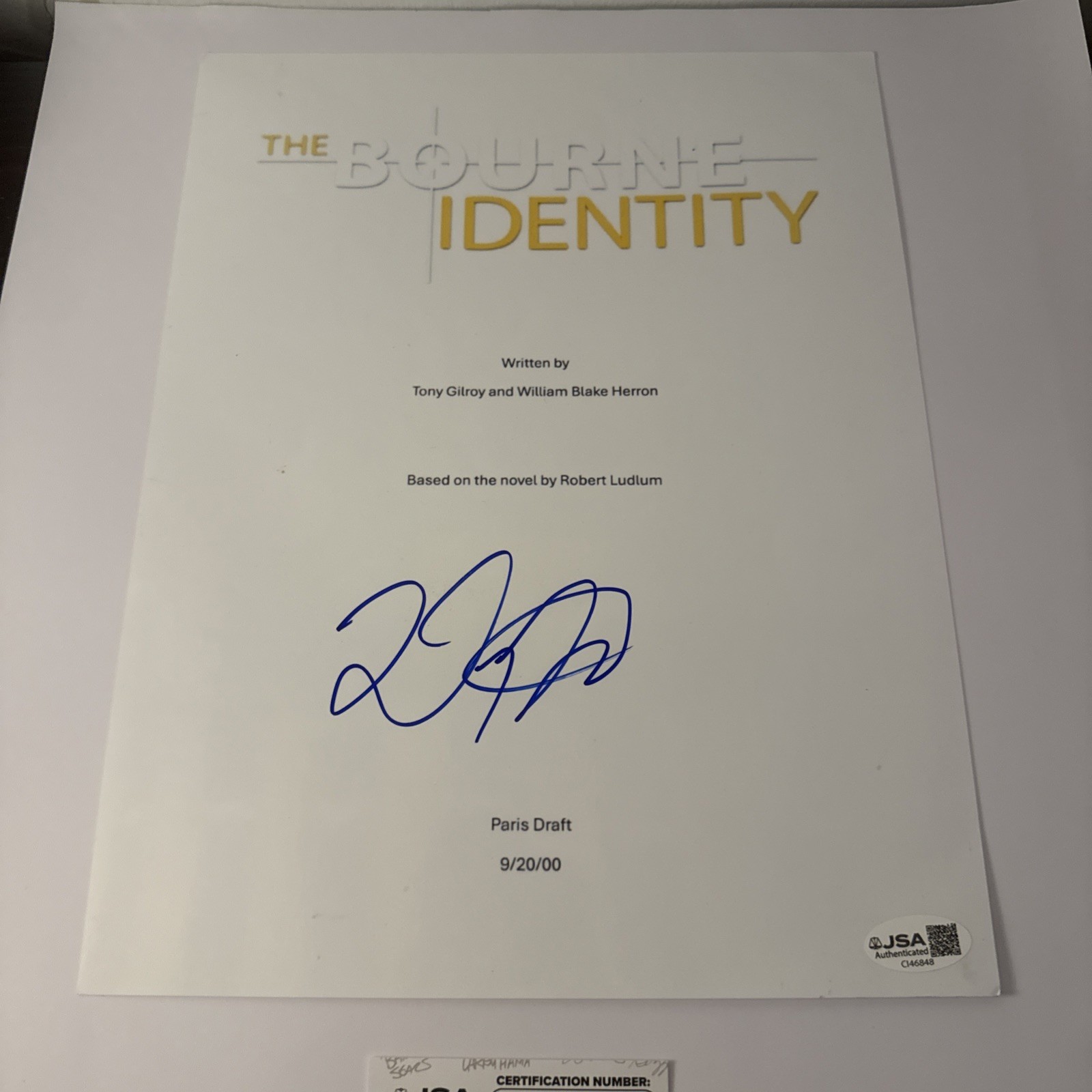 DOUG LIMAN SIGNED THE BOURNE IDENTITY FULL SCRIPT LEGENDARY DIRECTOR JSA COA MD