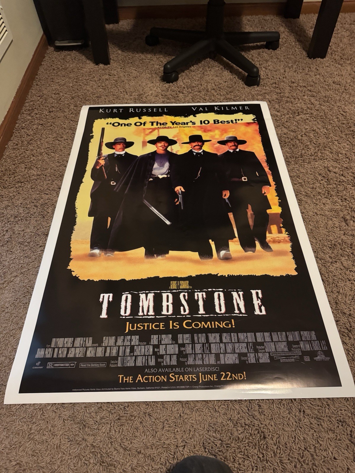 TOMBSTONE Movie POSTER 27×40 Kurt Russell Val Kilmer Michael Biehn